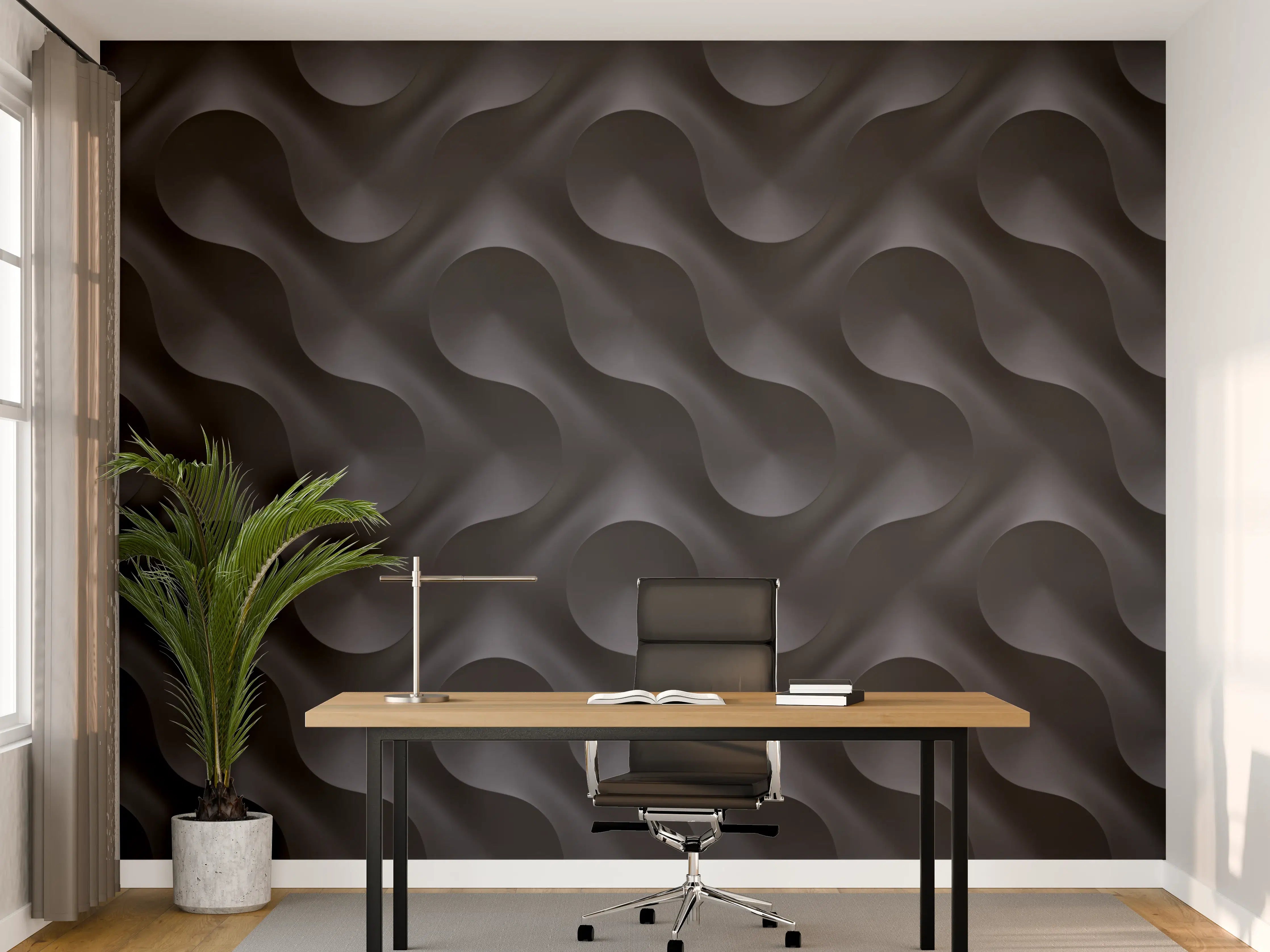 Büro Wandgestaltung - Wellenmuster Wandpaneel Grau
