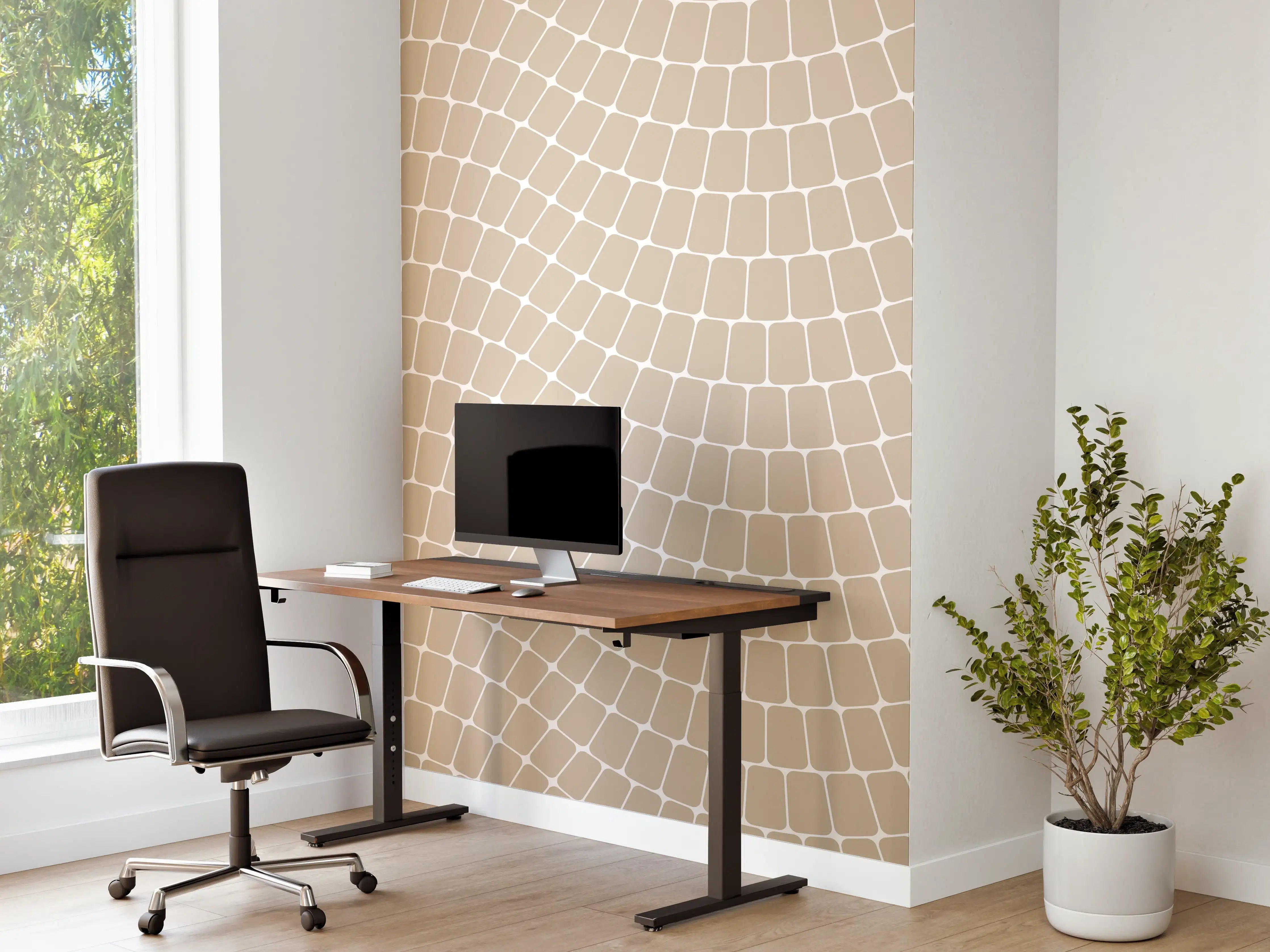 Büro Wandgestaltung - Wellenmuster in Cremefarben