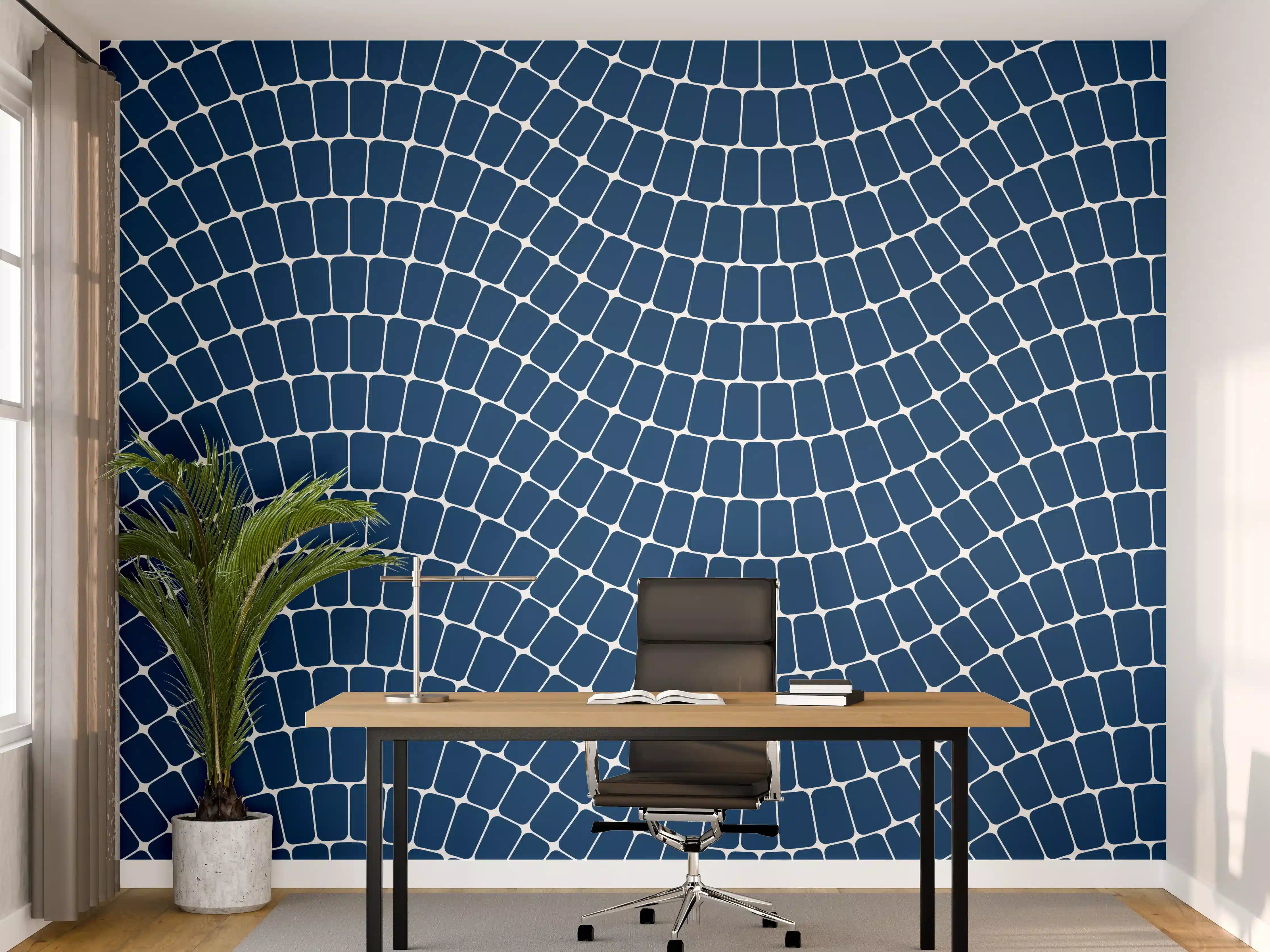 Büro Wandgestaltung - Wellenmuster in strahlendem Blau