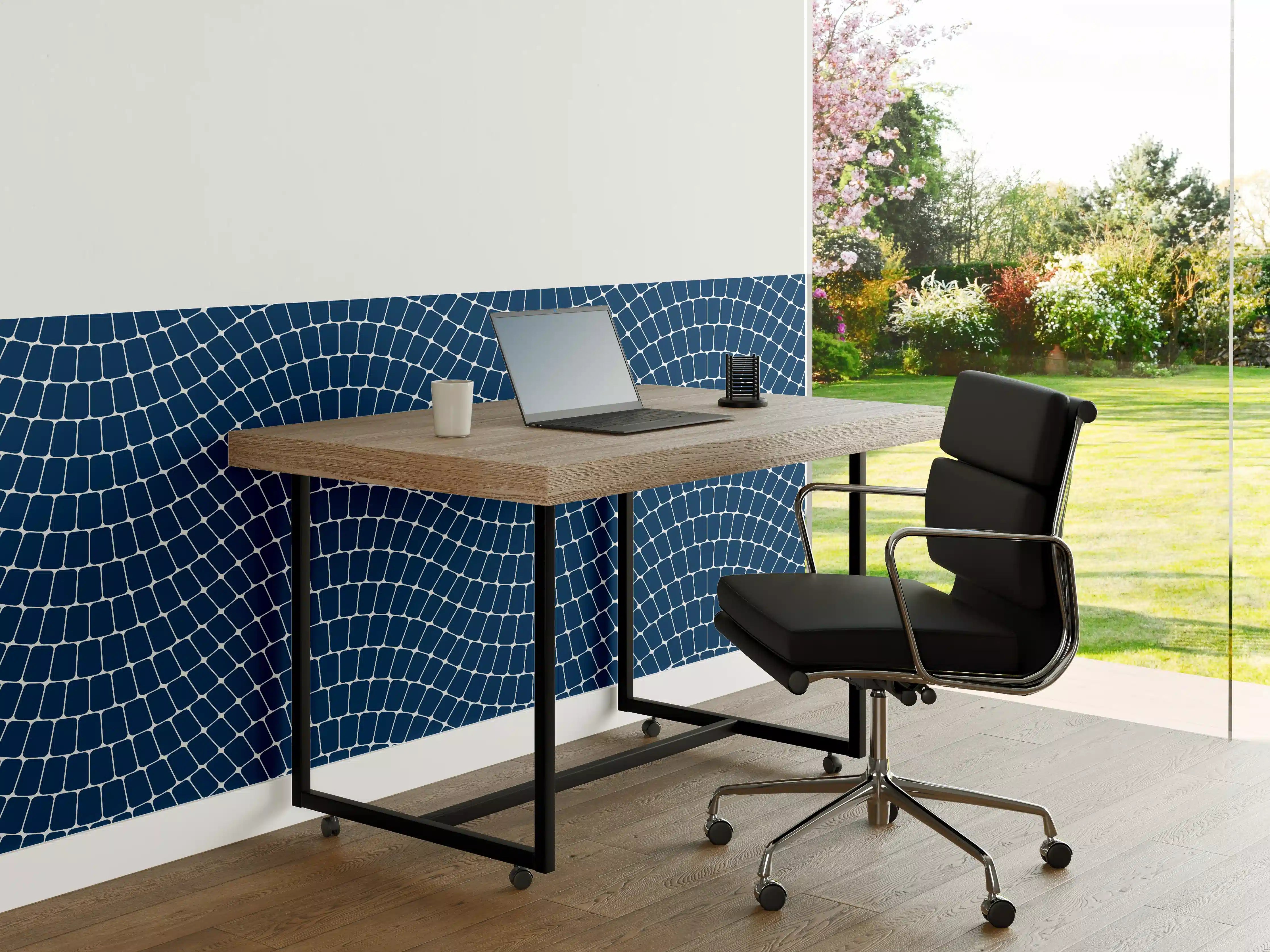 Büro Wandgestaltung - Wellenmuster in strahlendem Blau