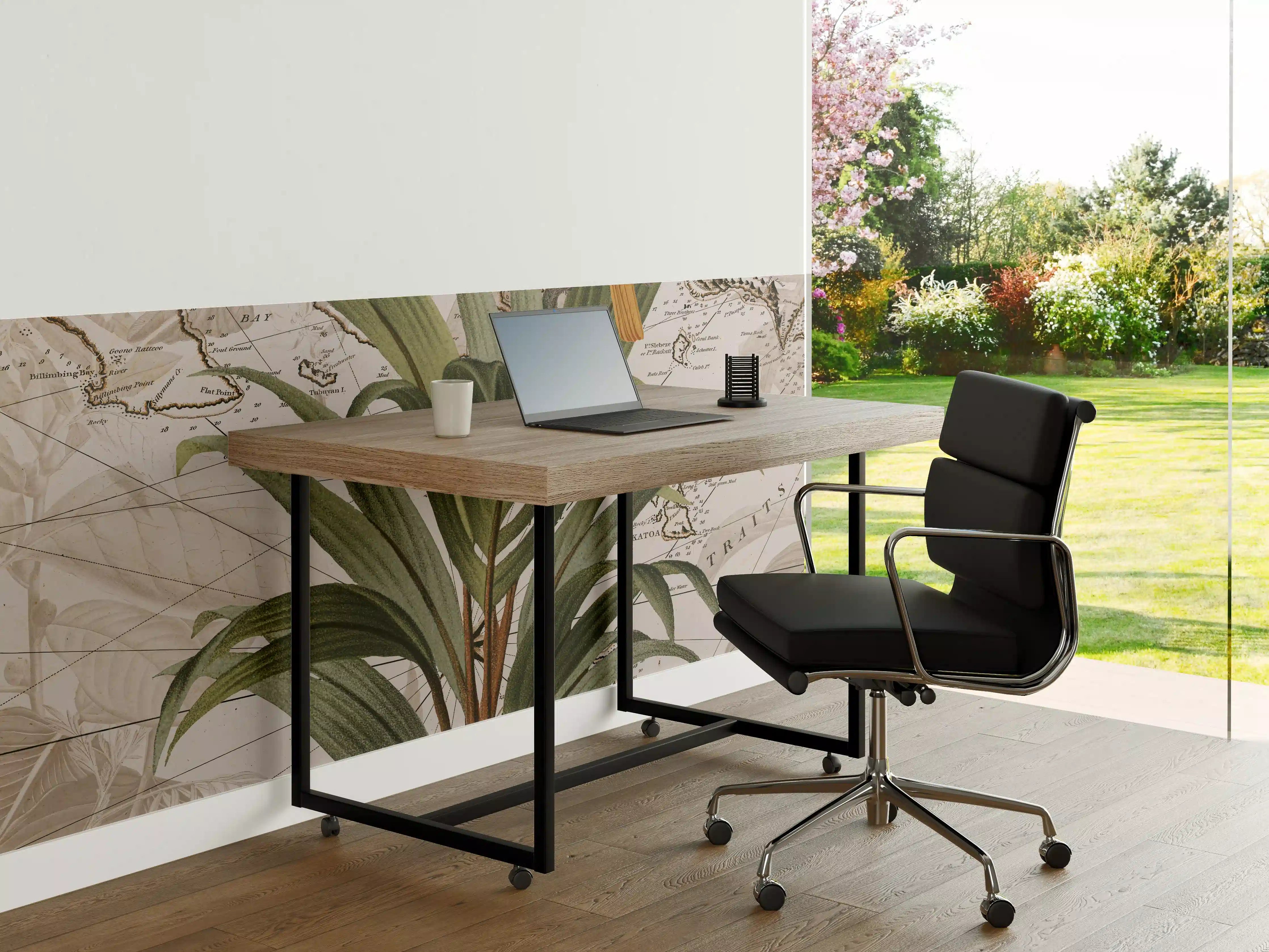 Büro Wandgestaltung - Weltkarte - tropische Pflanze