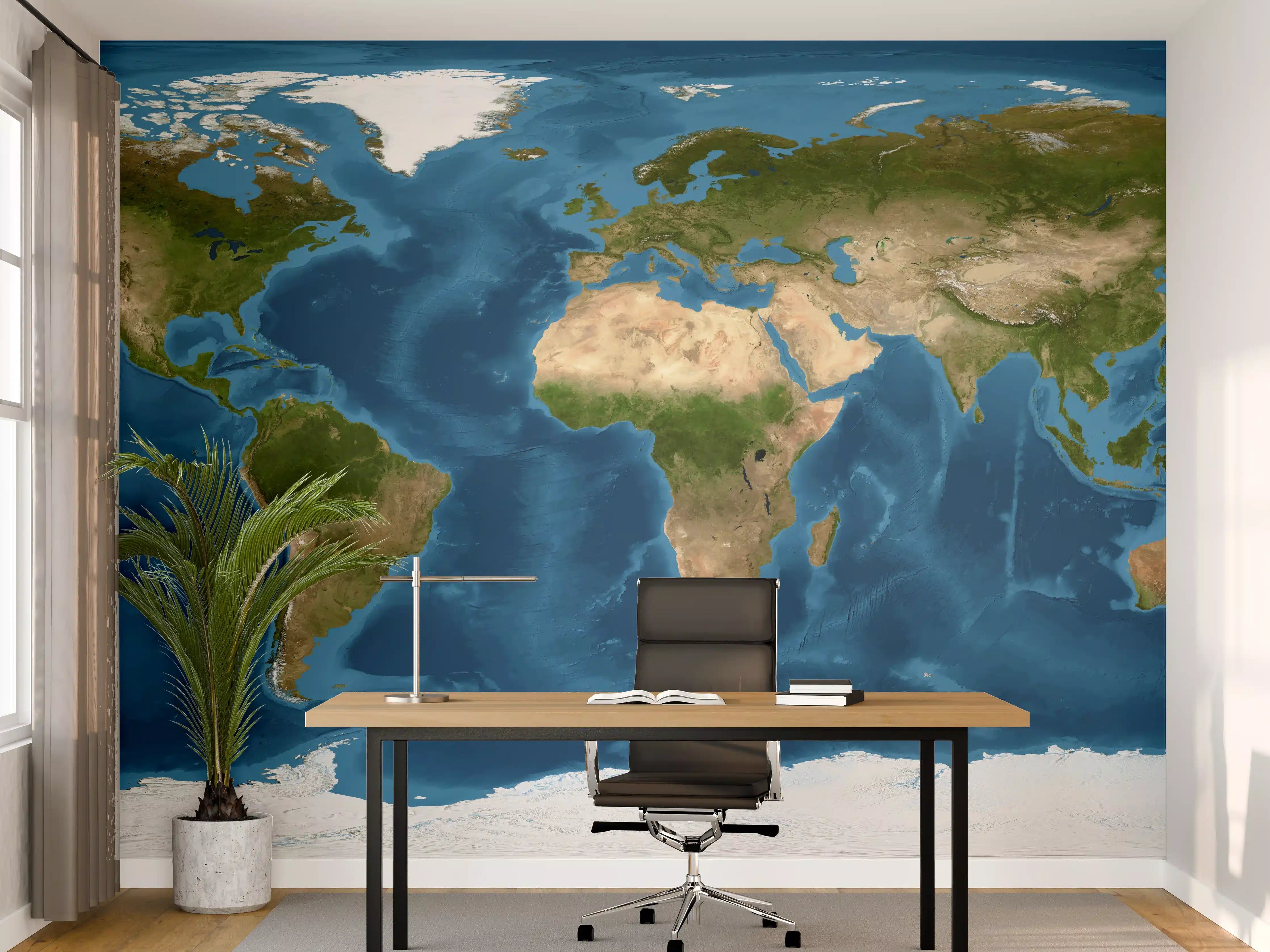 Büro Wandgestaltung - Weltkarte farbig