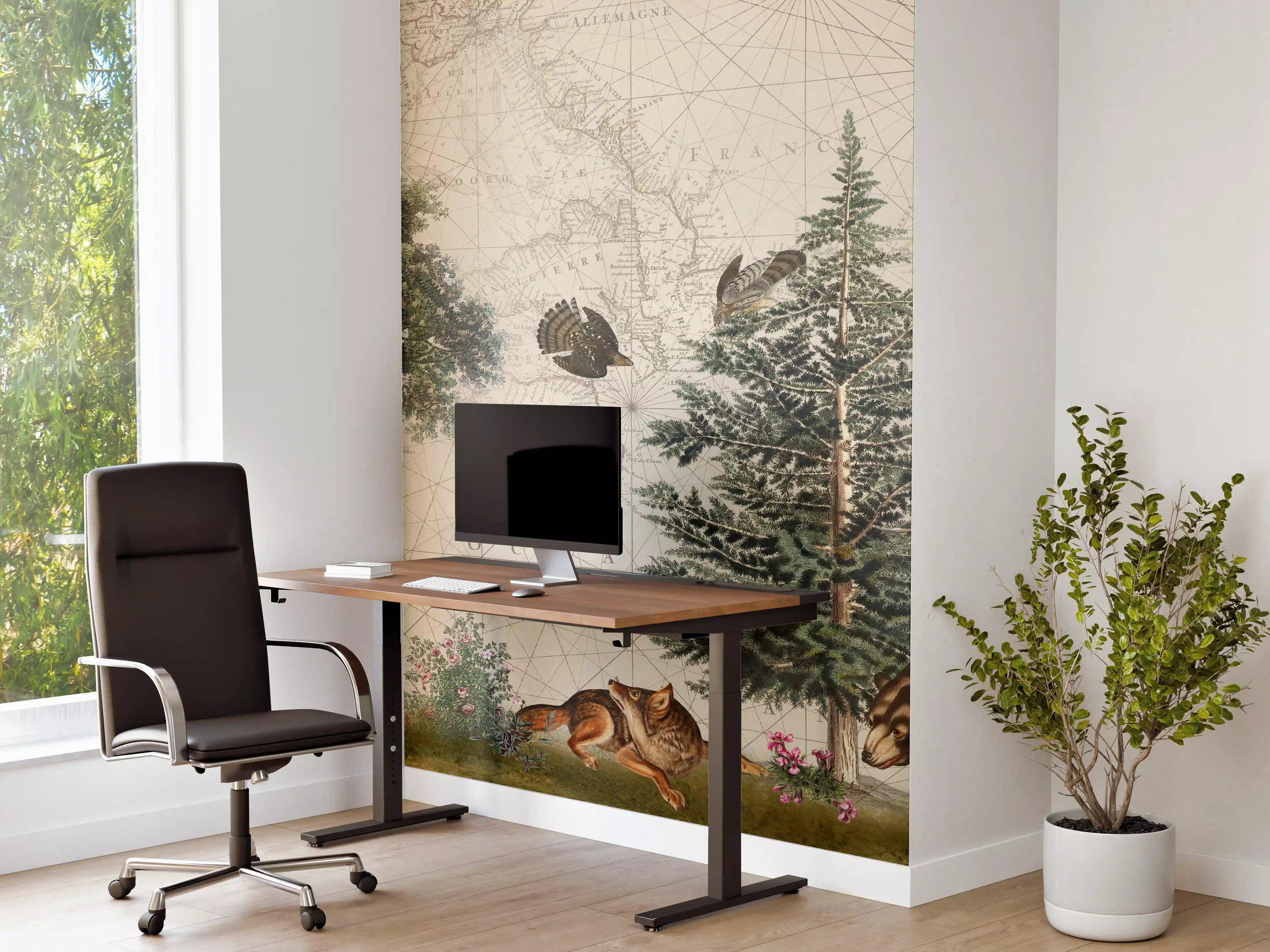 Büro Wandgestaltung - Weltkarte mit tropischem Wald