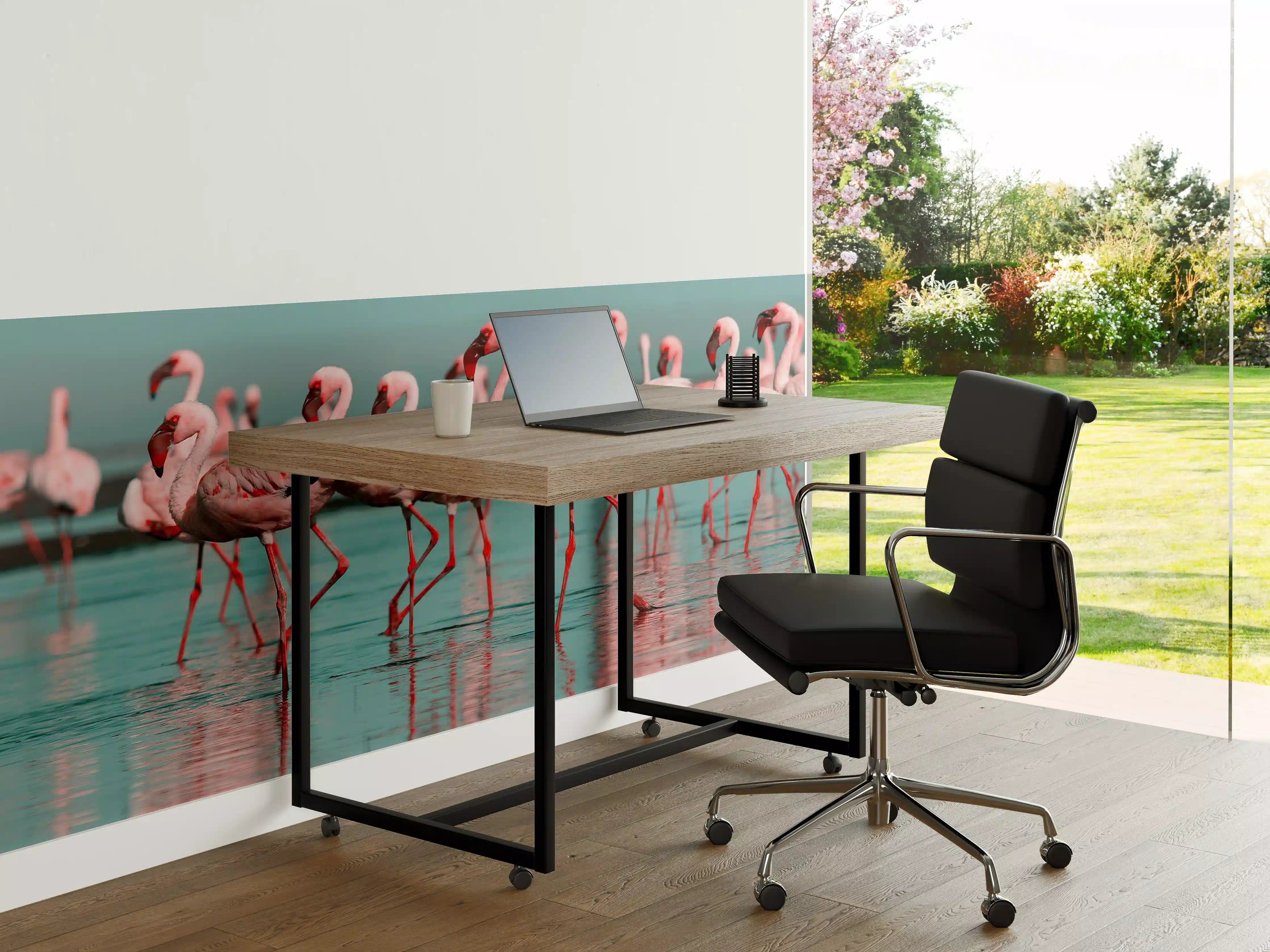 Büro Wandgestaltung - Wilde Flamingo auf dem Wasser