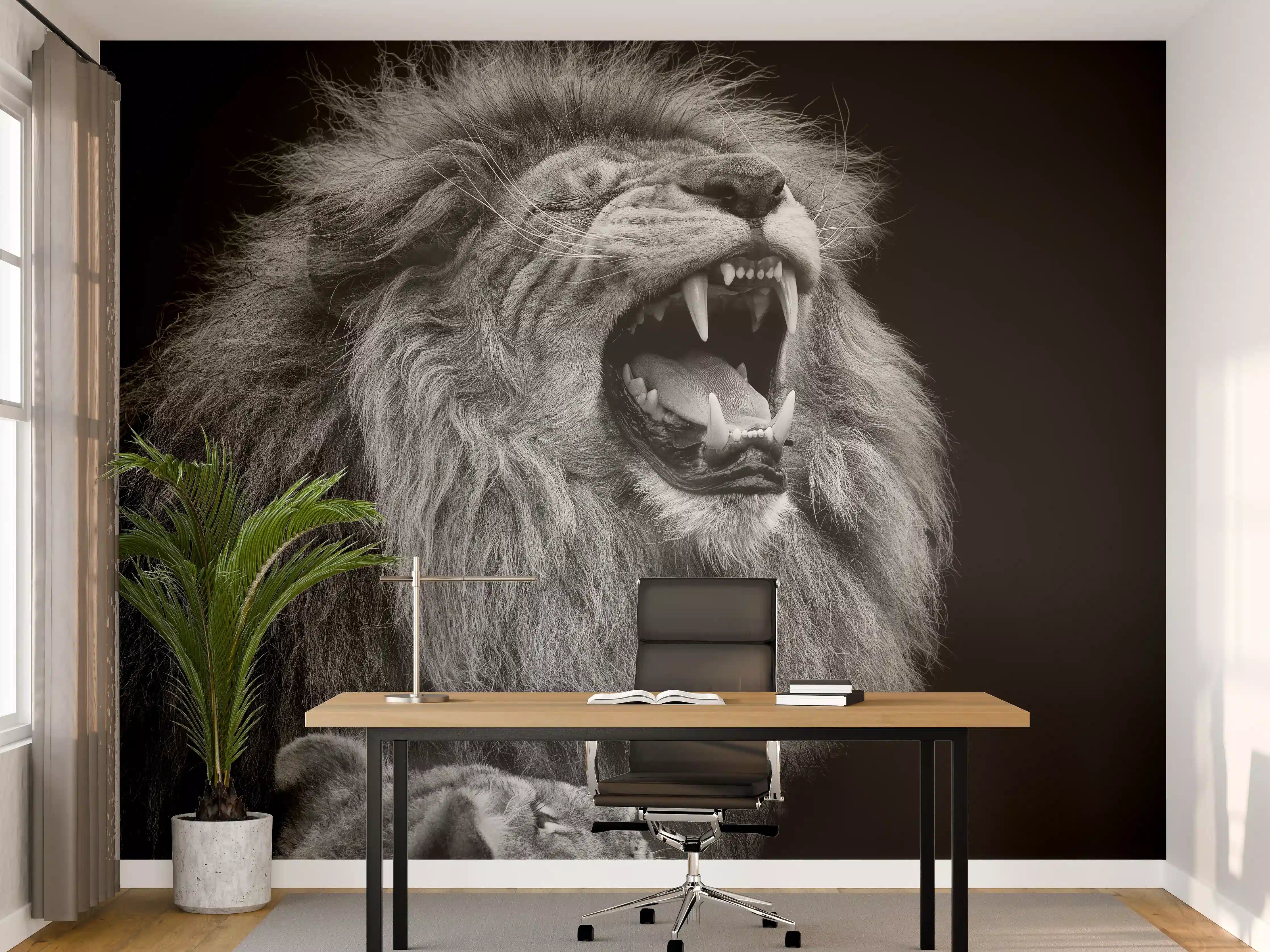 Büro Wandgestaltung - Wildtiere auf schwarzem Hintergrund