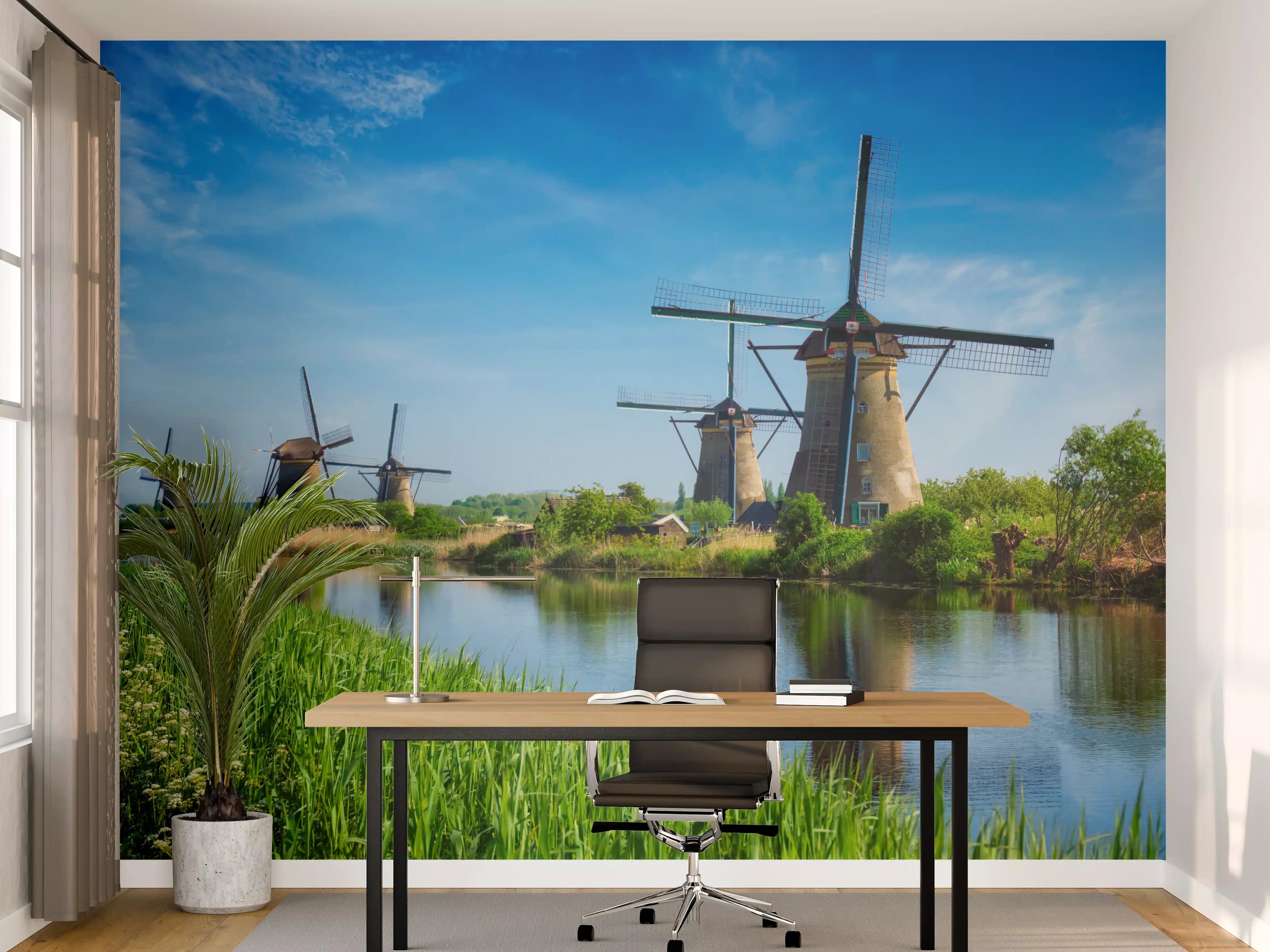 Büro Wandgestaltung - Windmühlen in Kinderdijk - Holland