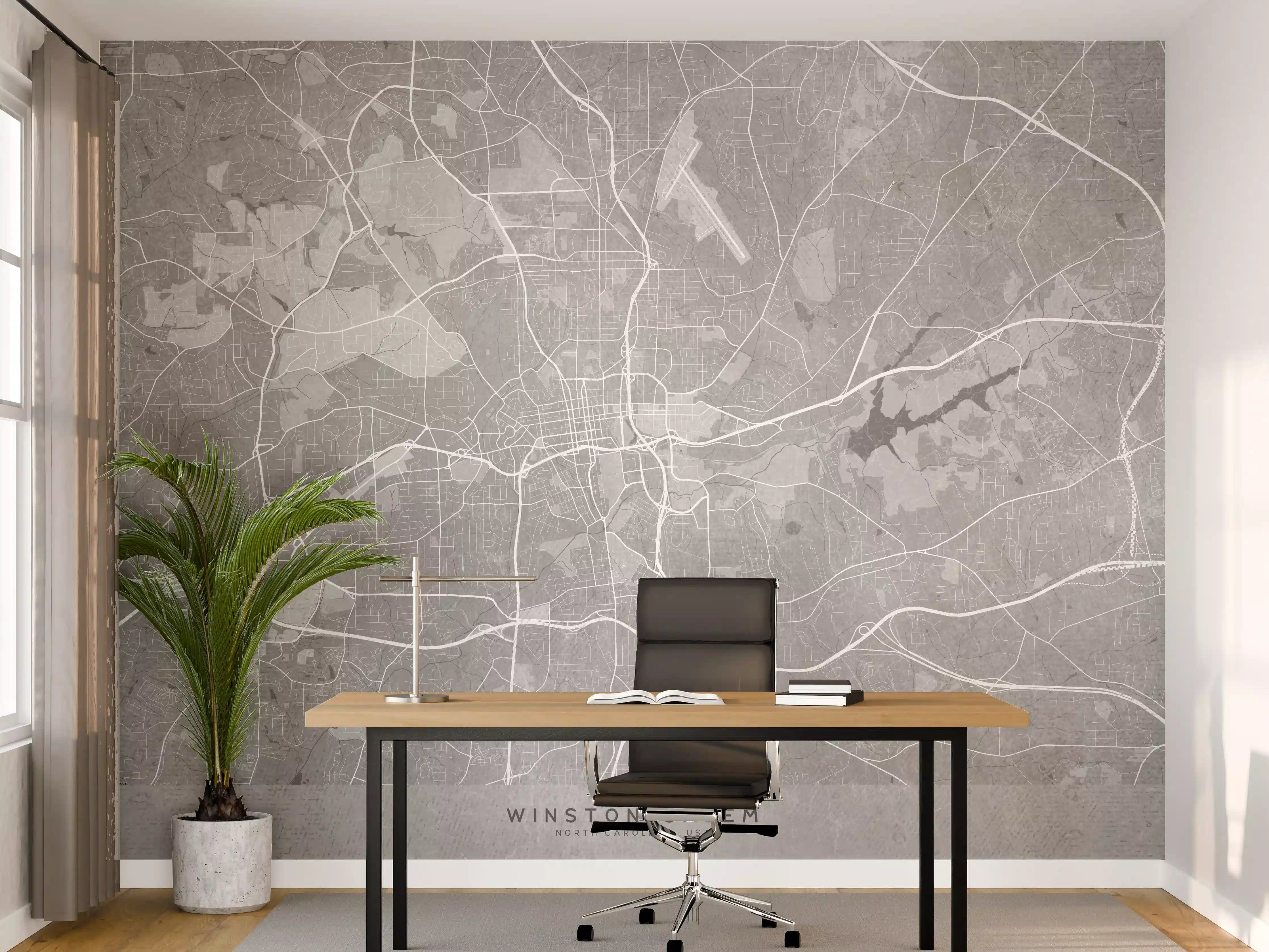 Büro Wandgestaltung - Winston Salem Vintage-Stadtplan