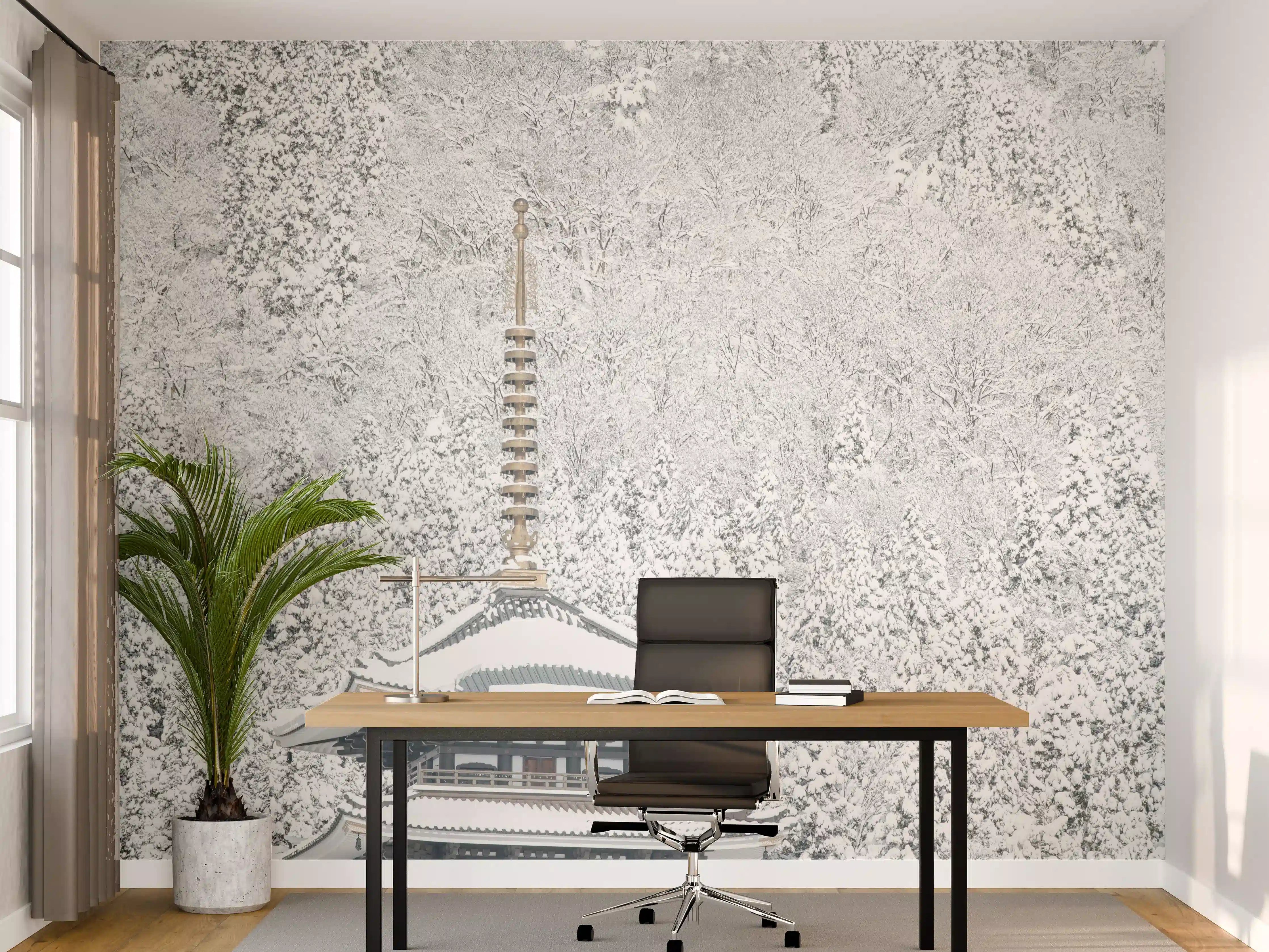 Büro Wandgestaltung - Winterlicher Turm - Buddismus