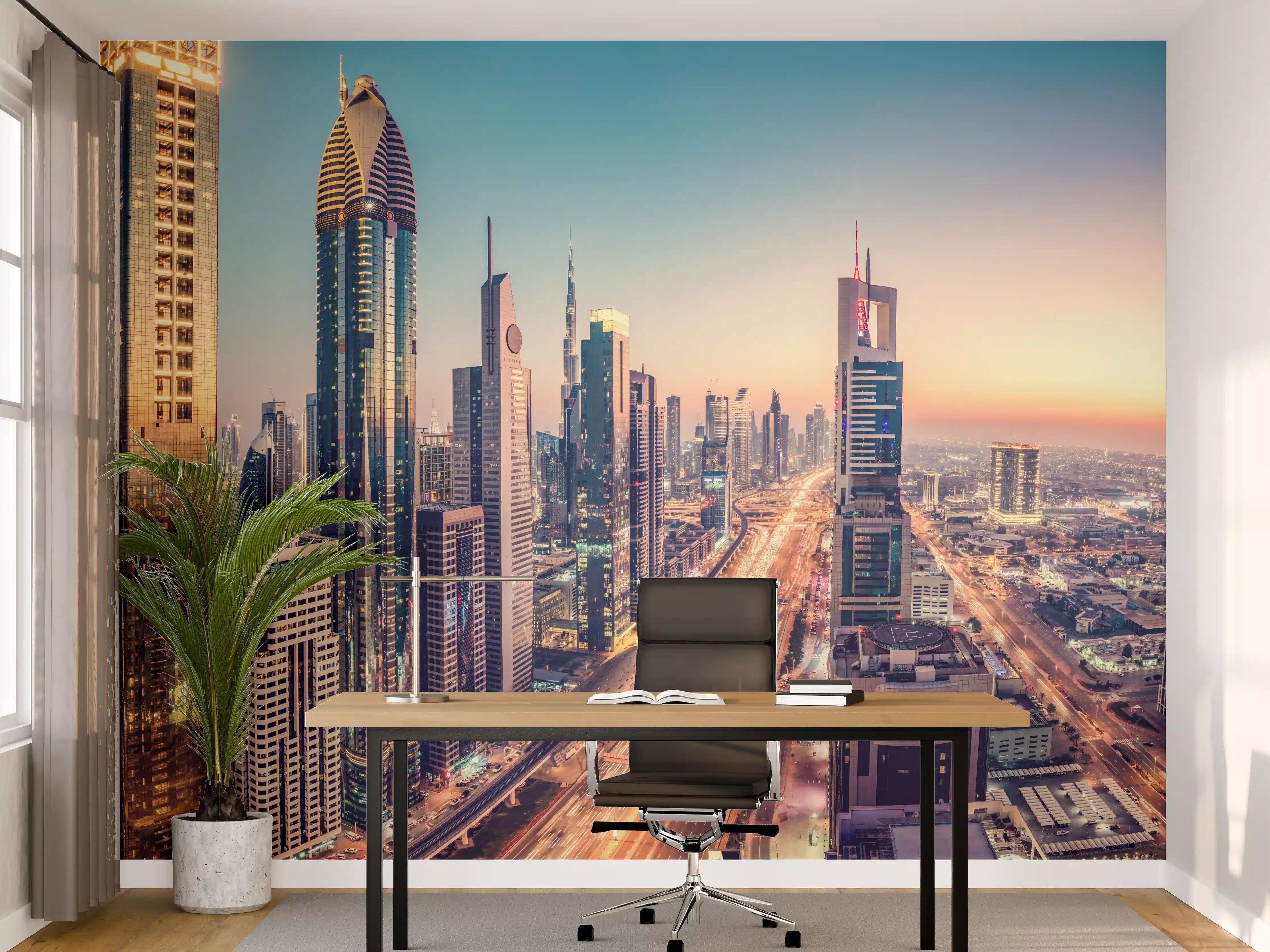Büro Wandgestaltung - Wolkenkratzer - Hochhäuser in der Innenstadt von Dubai