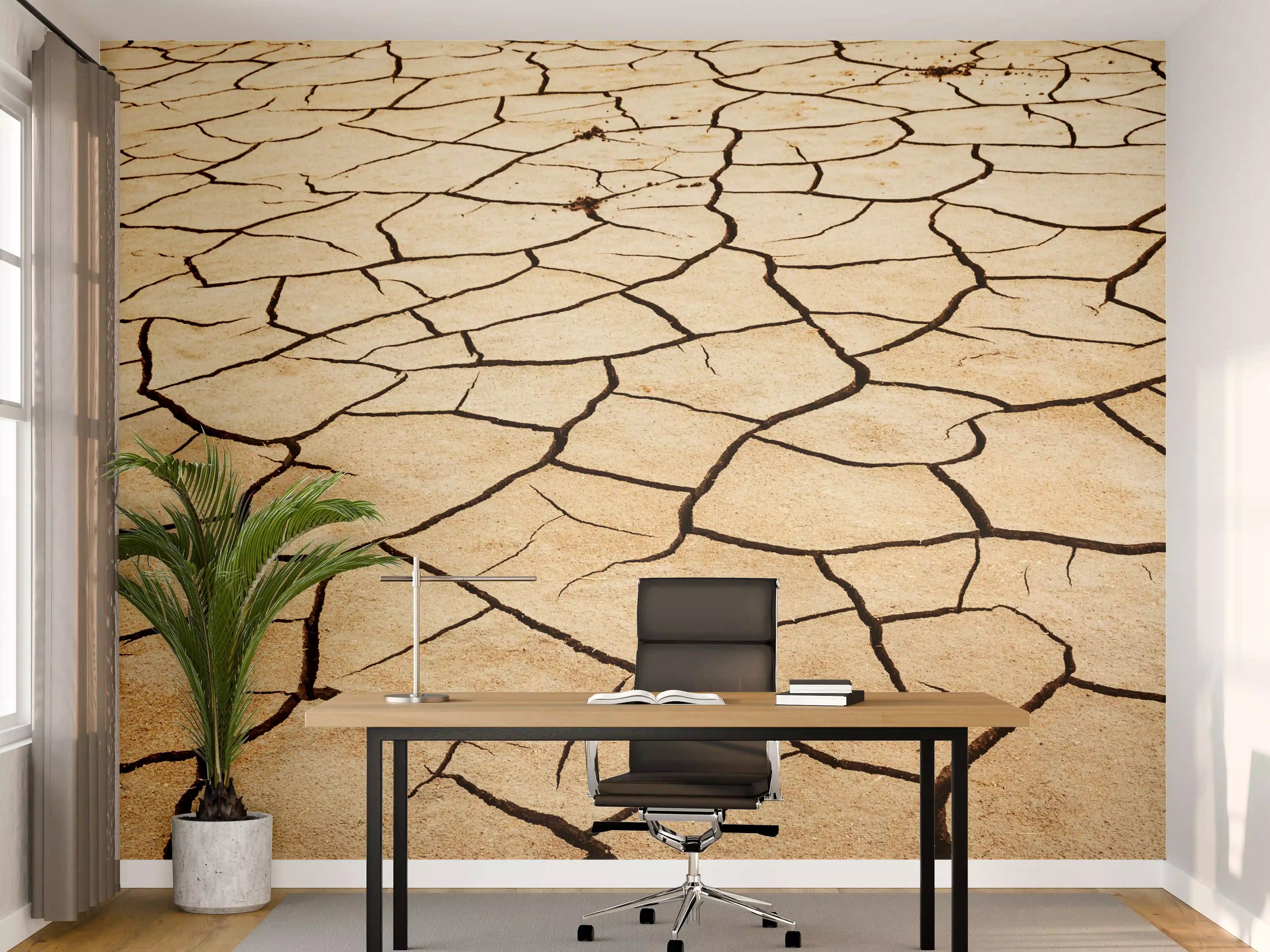 Büro Wandgestaltung - Wüstenlandschaft mit trockener Erde
