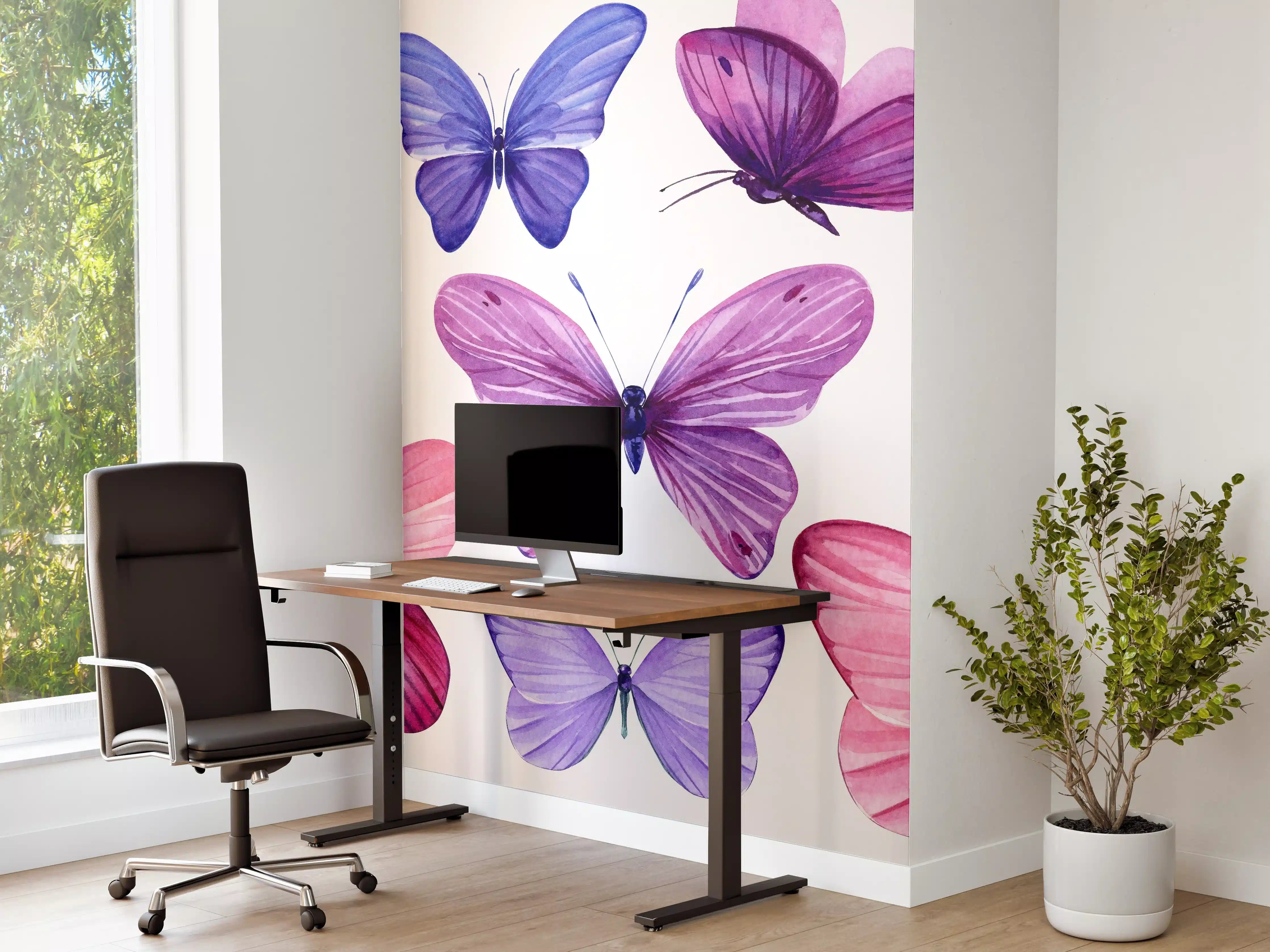 Büro Wandgestaltung - Wunderschöne Schmetterlinge auf weißem Hintergrund