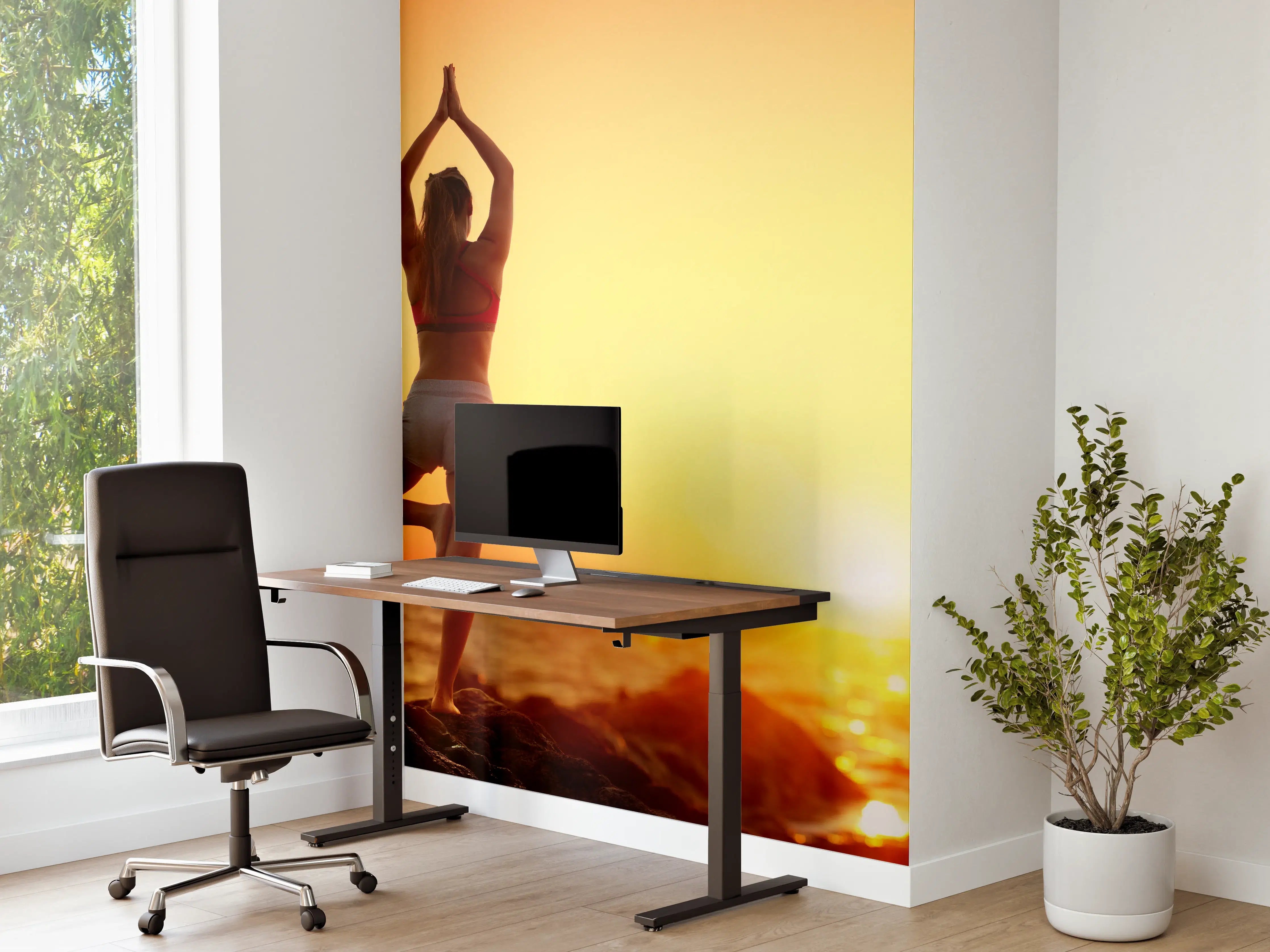 Büro Wandgestaltung - Yoga bei Sonnenuntergang