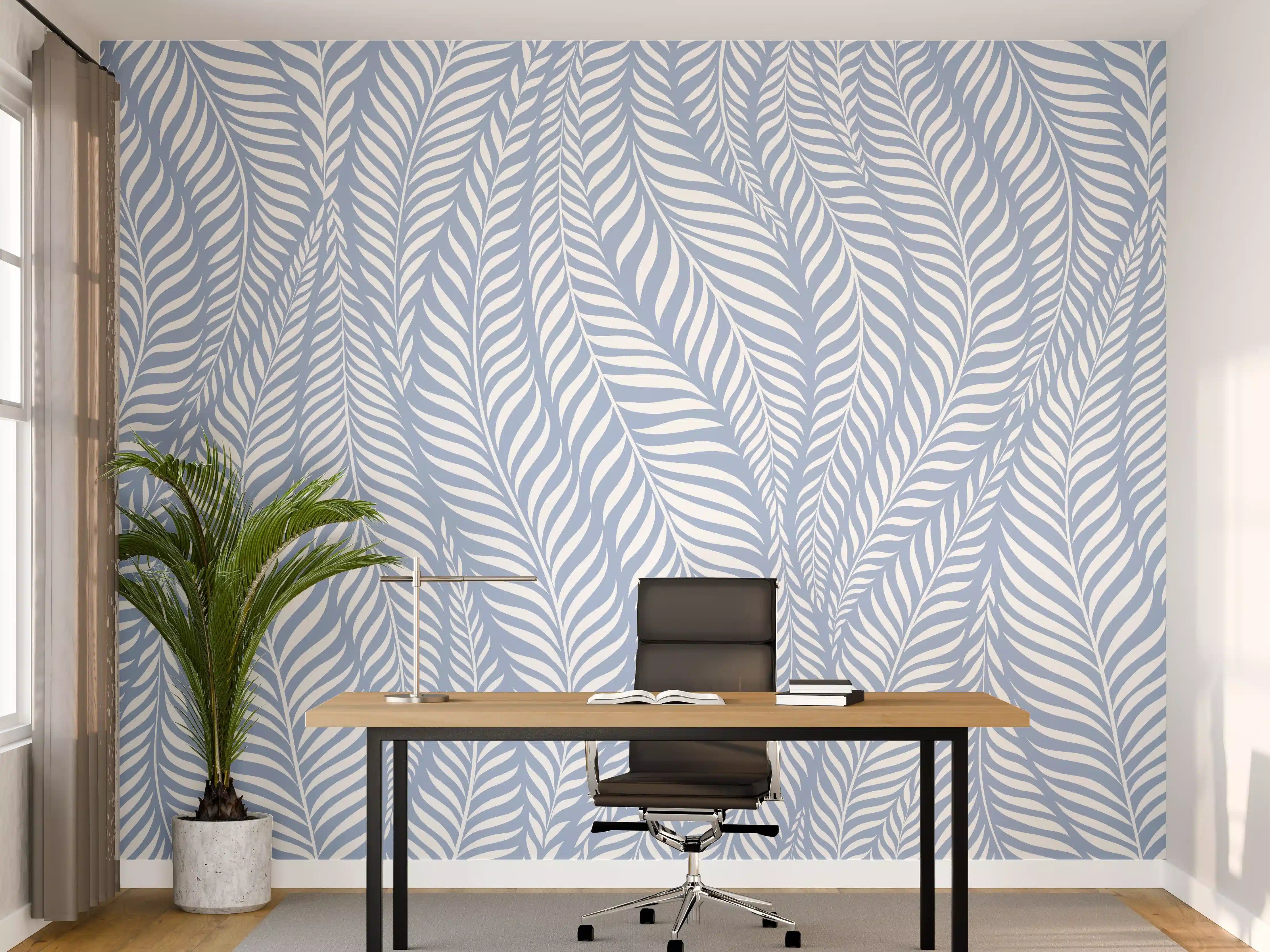 Büro Wandgestaltung - Zarte Blau-Wellen-Design