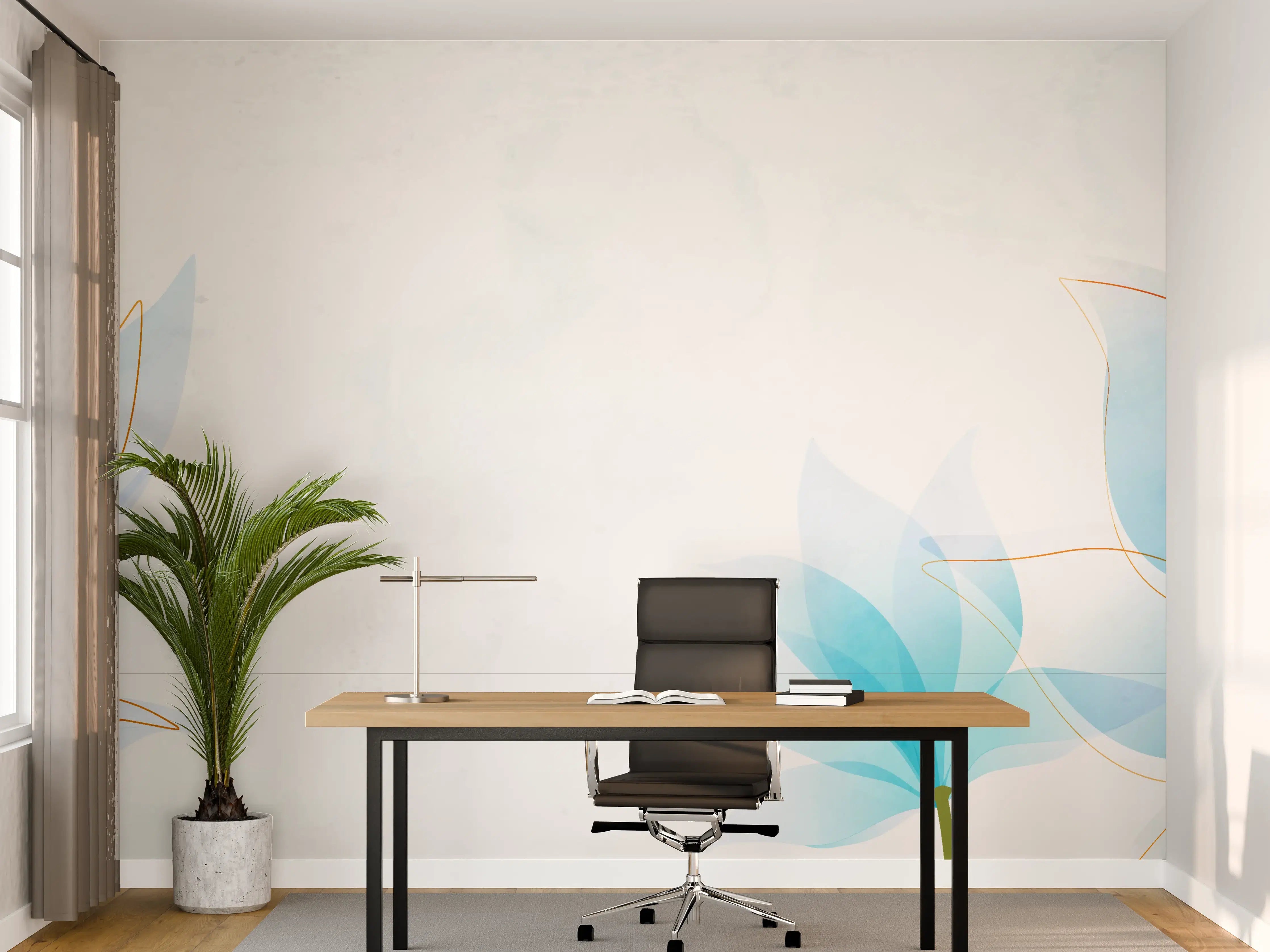 Büro Wandgestaltung - Zarte Blaue Blumen Illustration