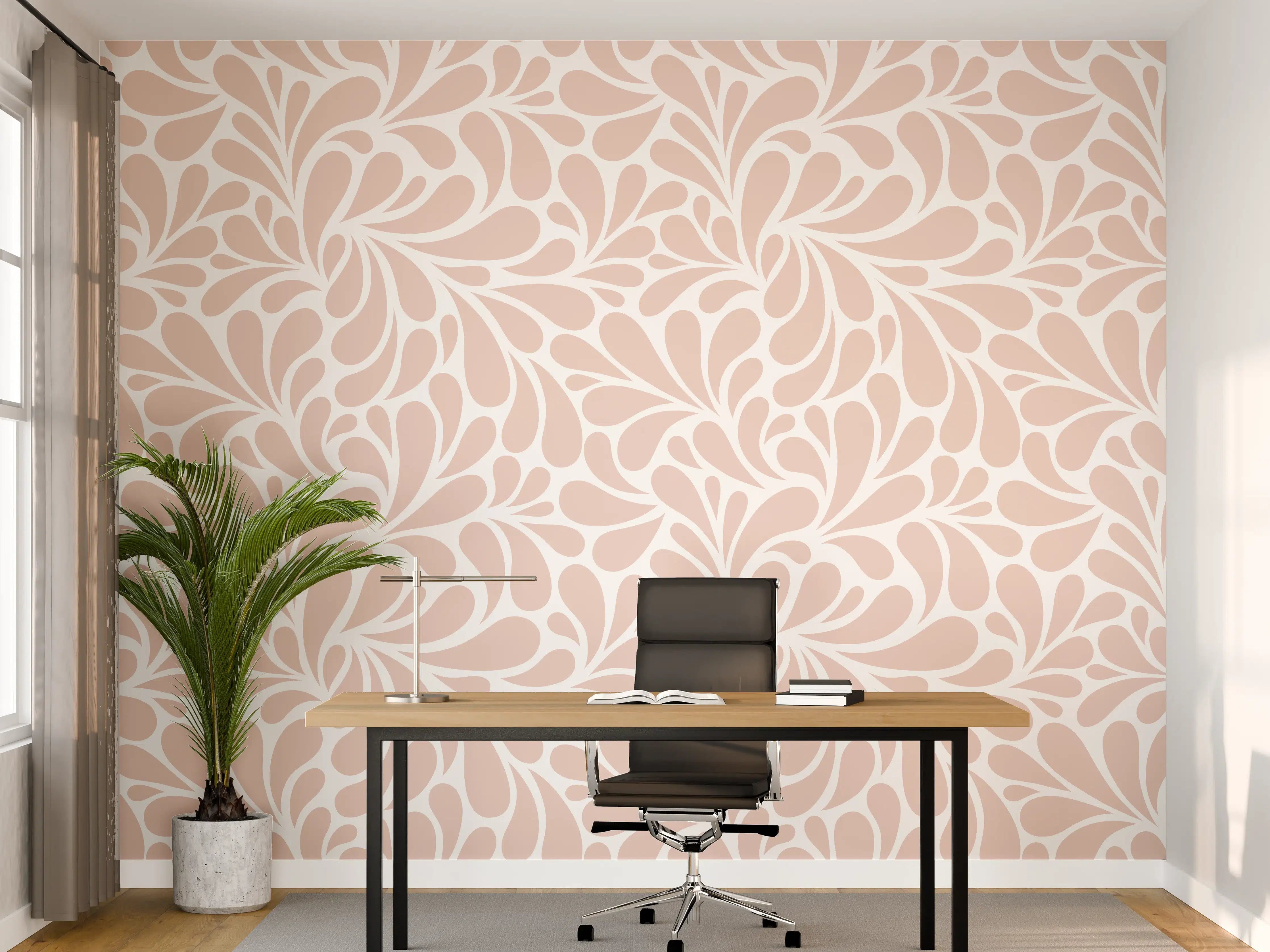 Büro Wandgestaltung - Zarte Blumenmuster in Nude-Tönen