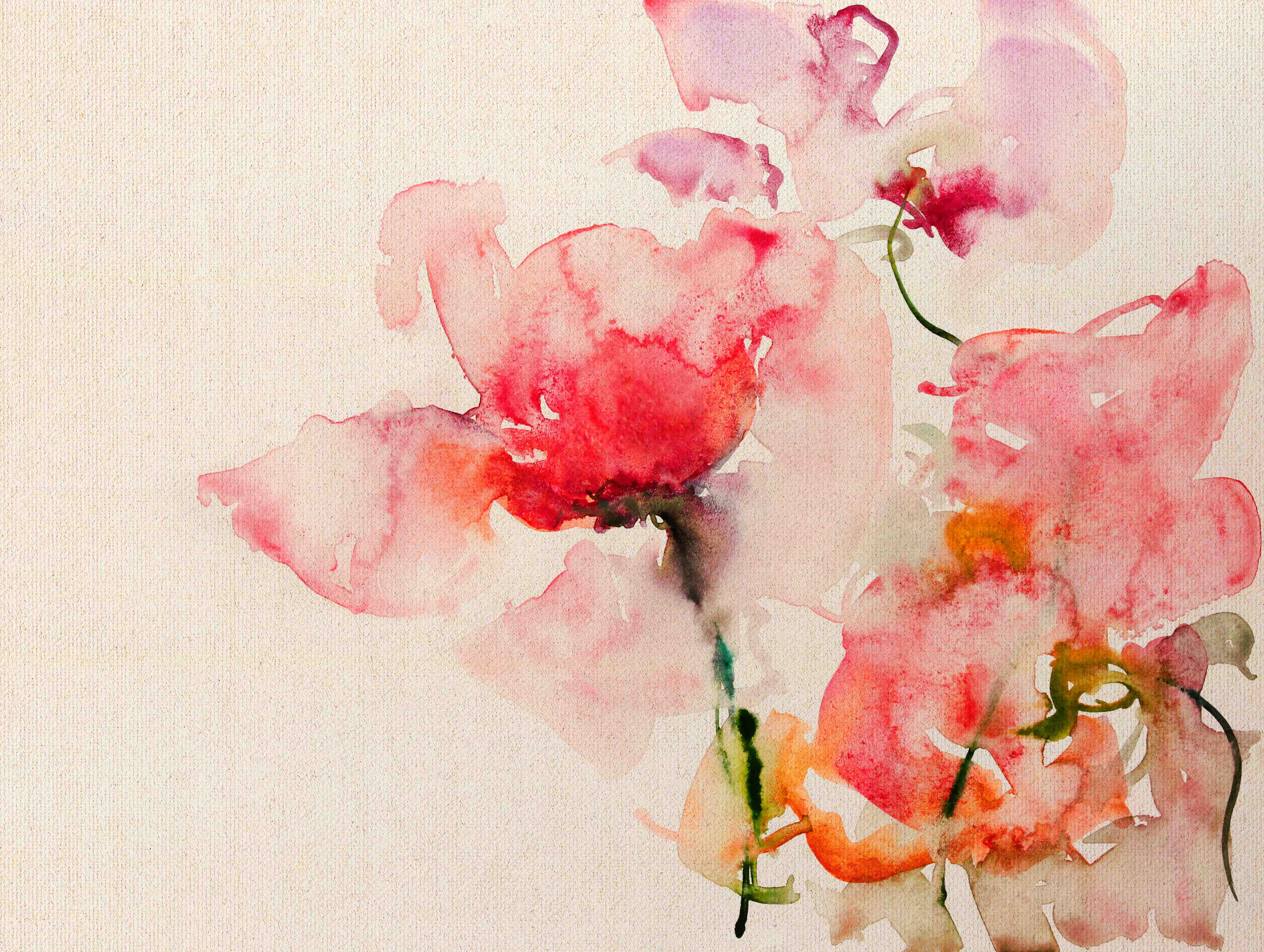 Büro Wandgestaltung-Zarte Grau-Wasserfarben-Blumen