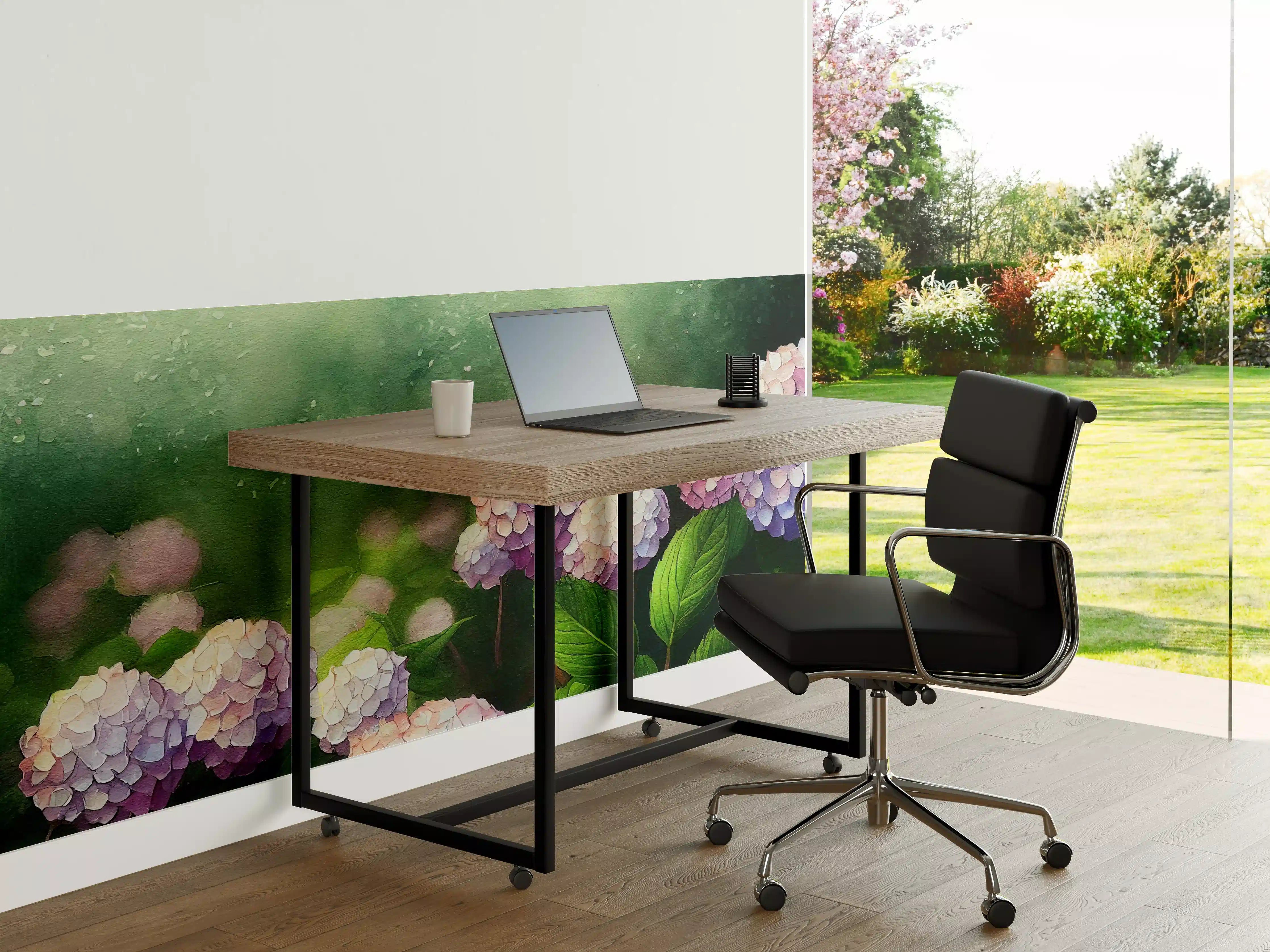 Büro Wandgestaltung - Zarte Hortensien in pastellfarbenem Aquarell effect
