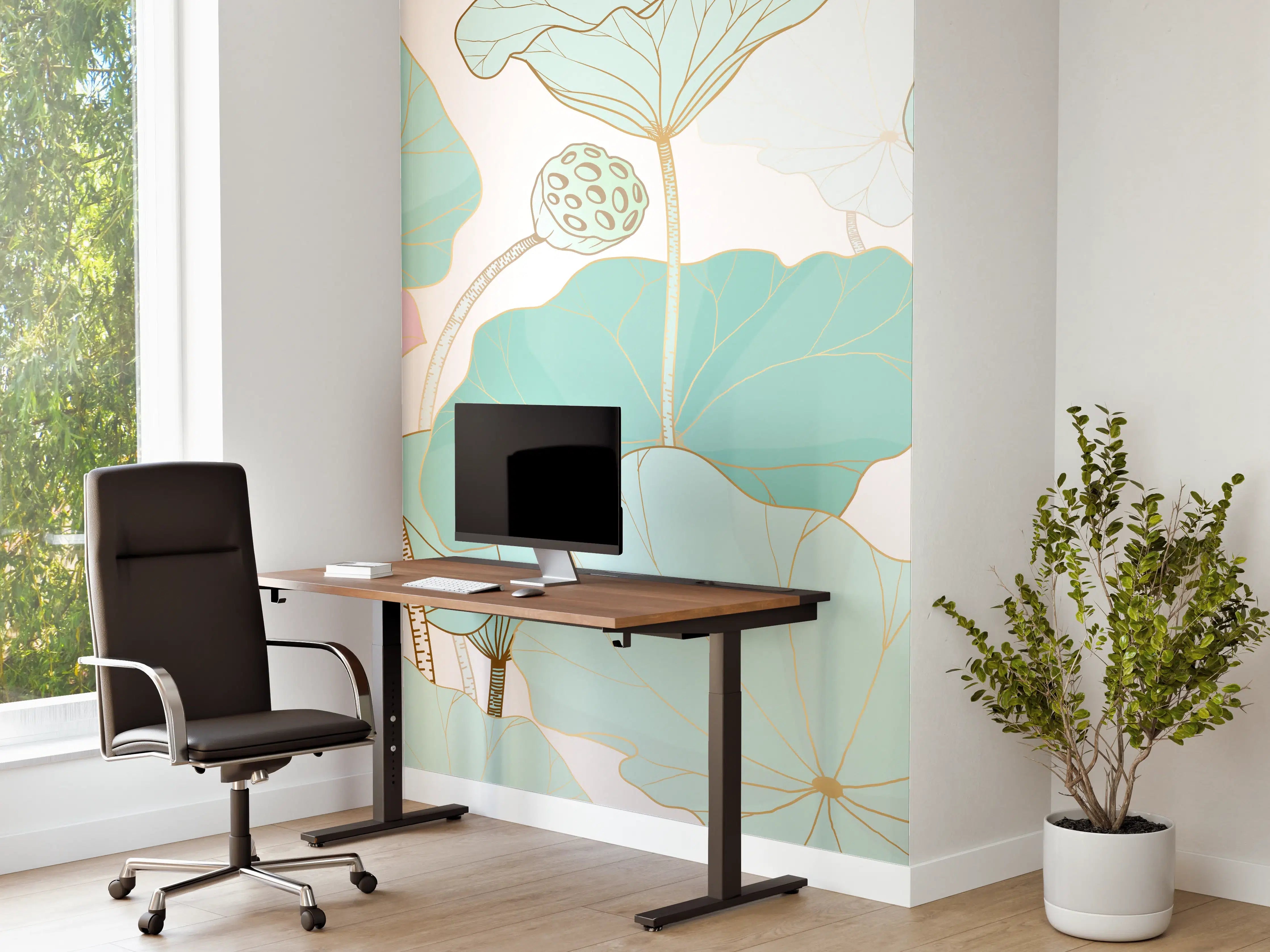 Büro Wandgestaltung - Zarte Lotusblüten Pastellfarben