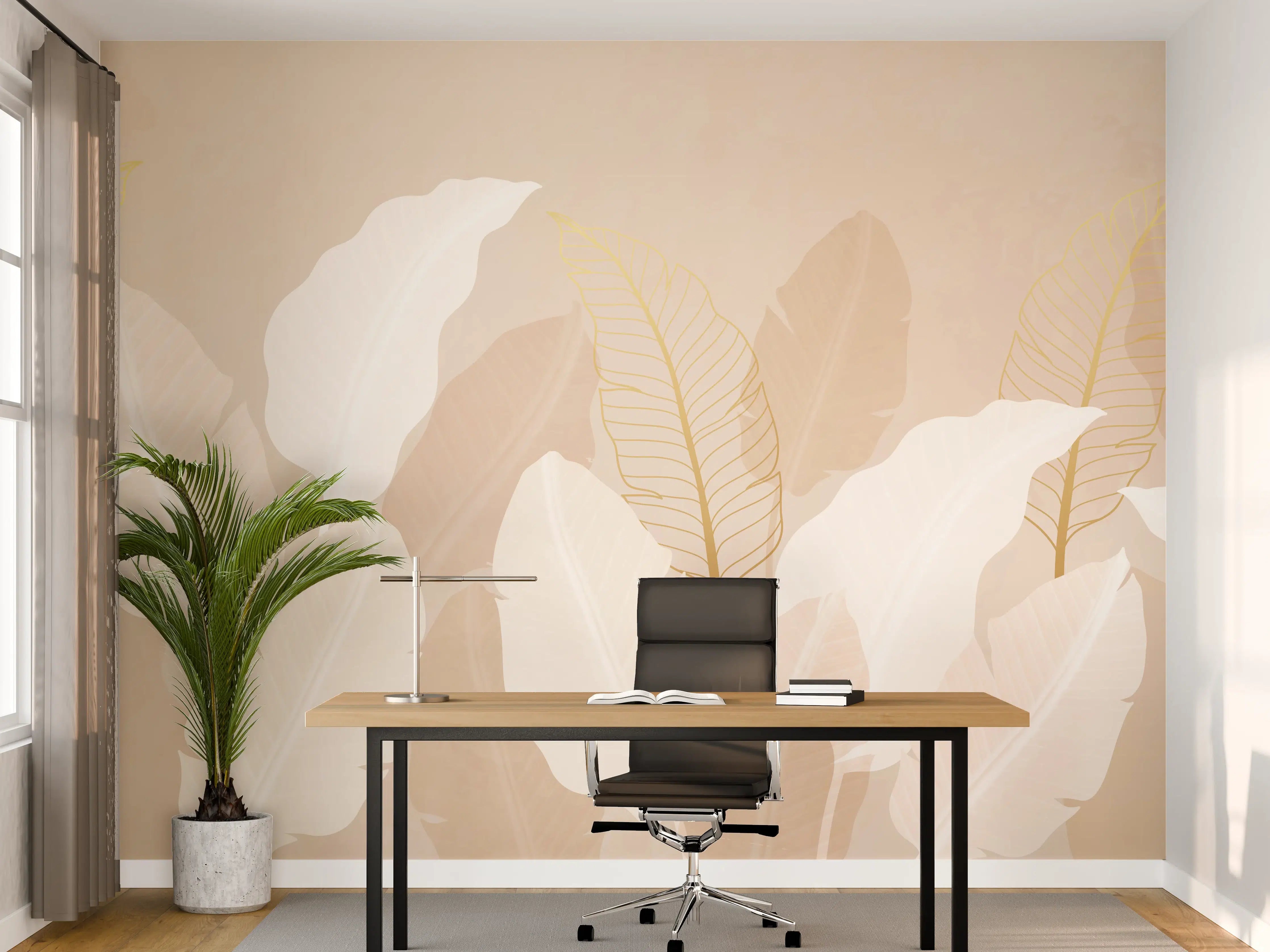 Büro Wandgestaltung - Zarte-Pastell-Blätter-Stilbild