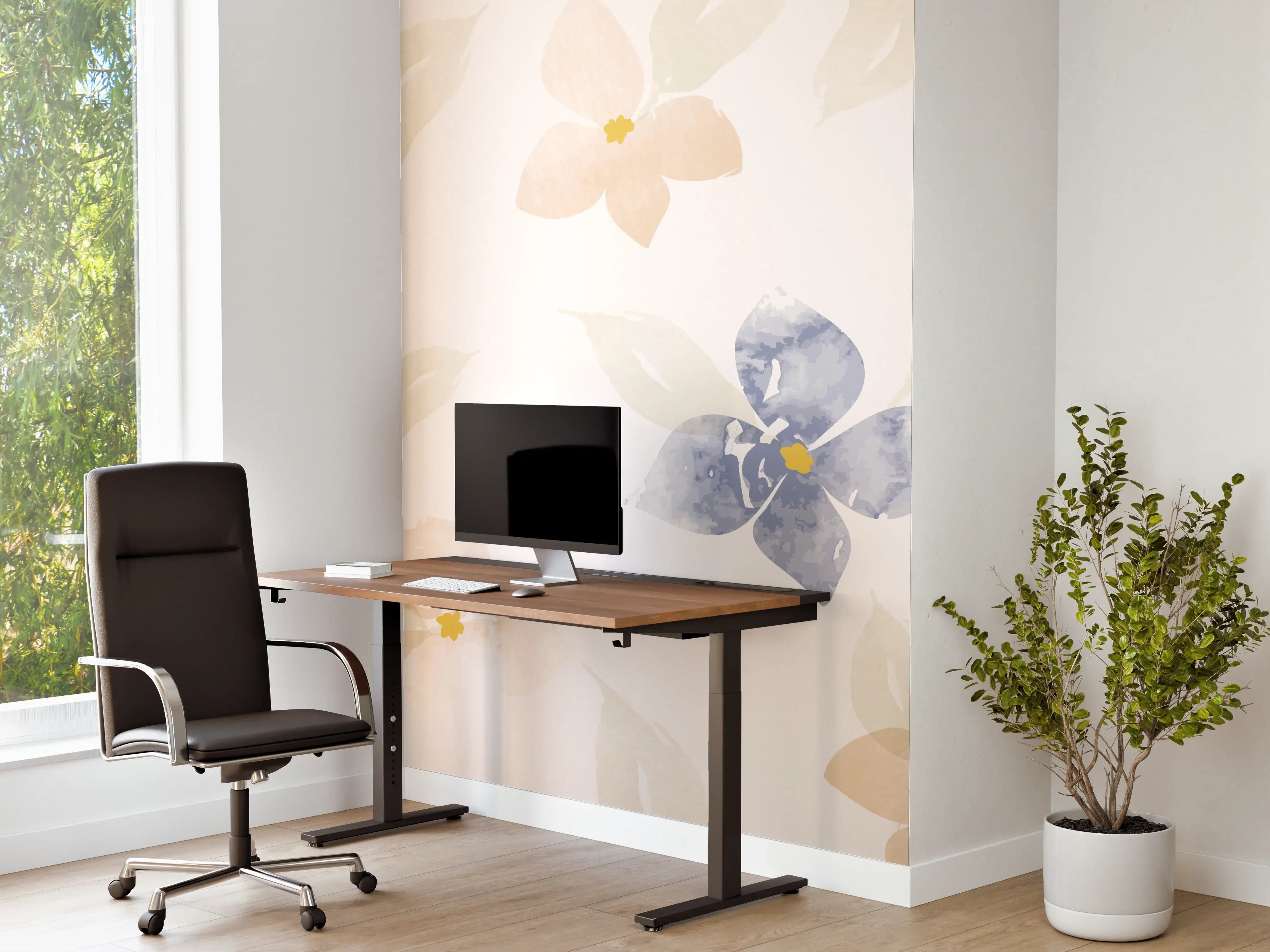 Büro Wandgestaltung - Zarte Pastell-Blumenmuster