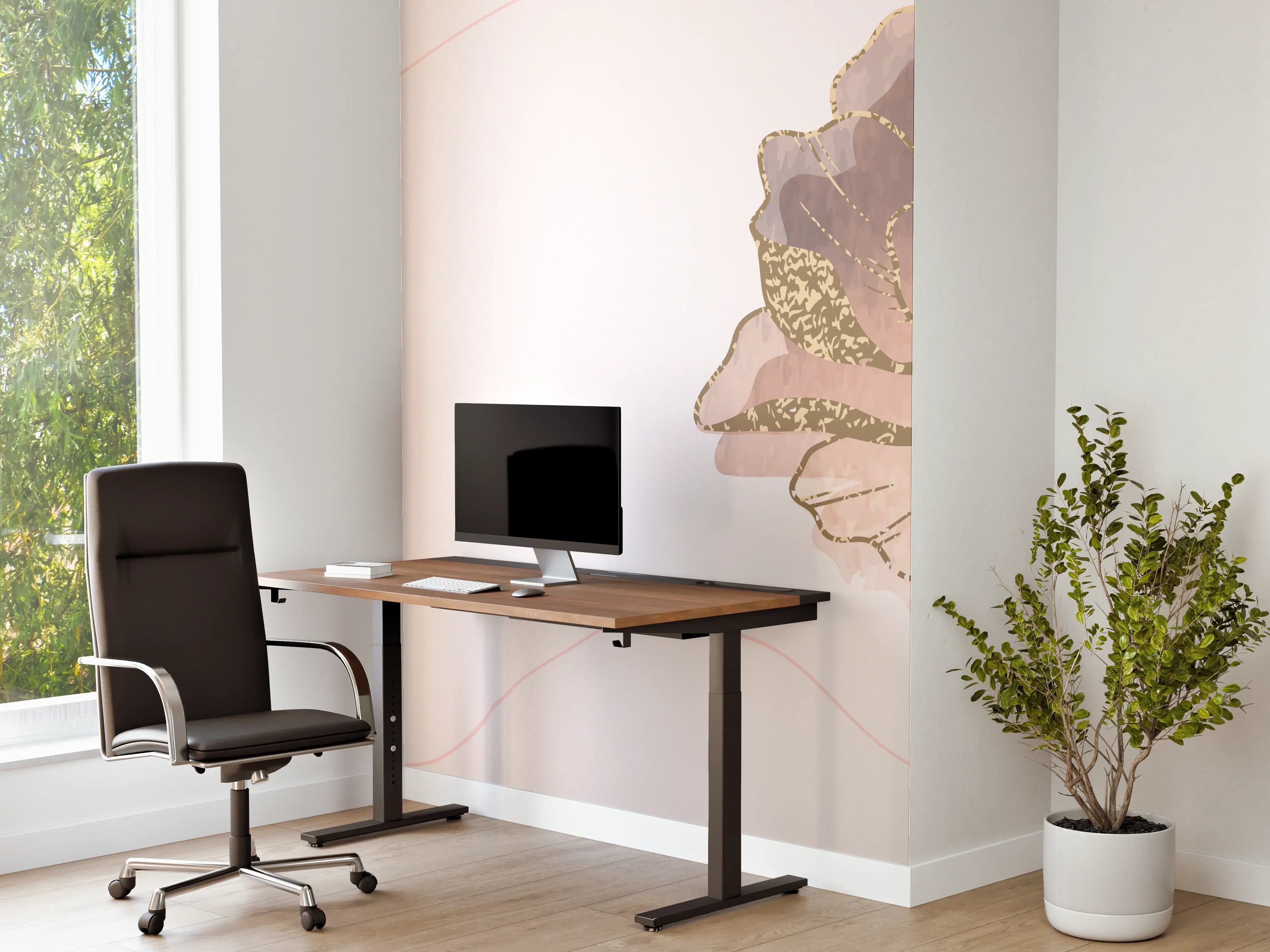 Büro Wandgestaltung - Zarte Pastell-Blumenstruktur