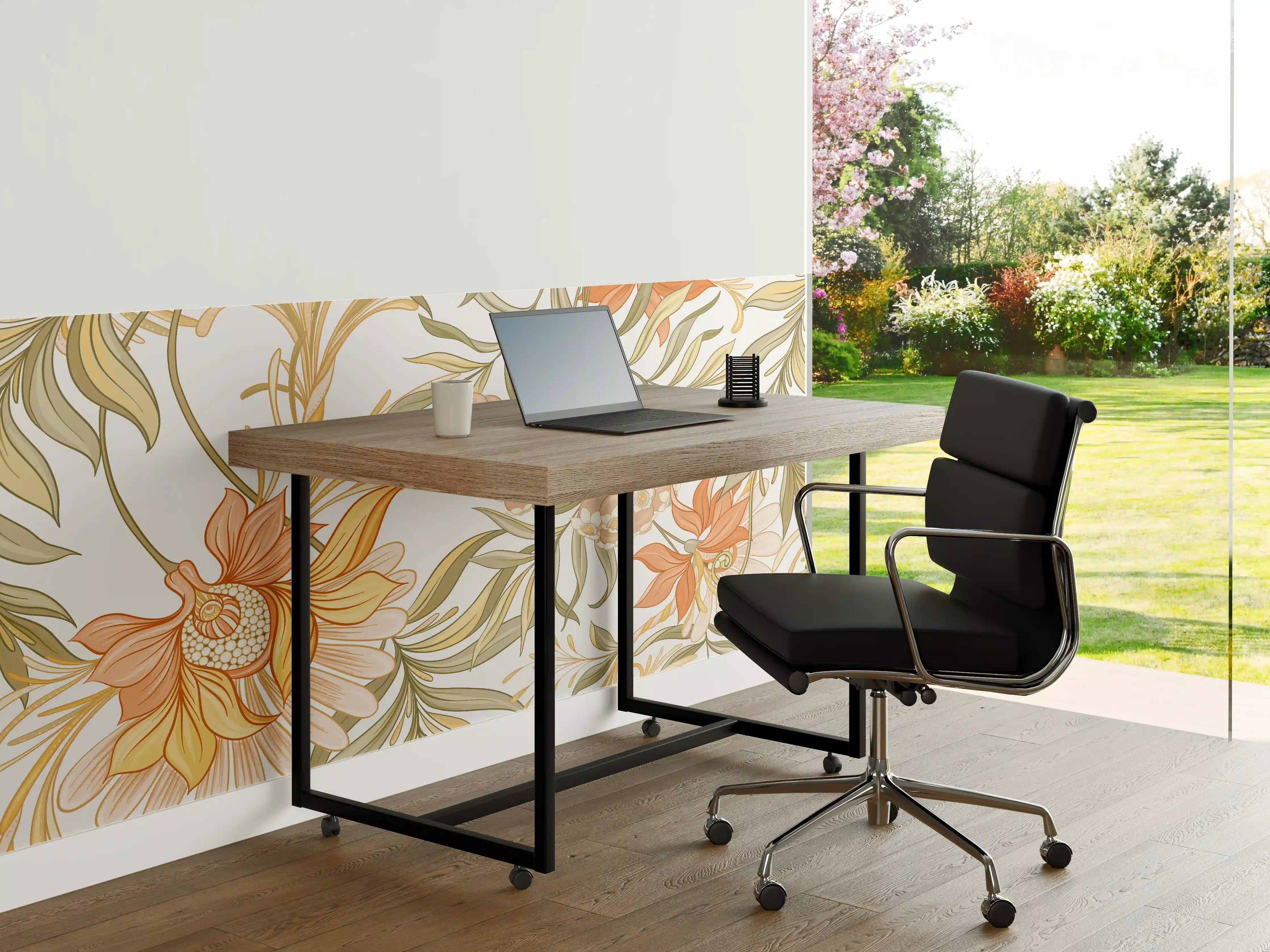 Büro Wandgestaltung - Zarte Pastellblüten mit dezenten Grautönen