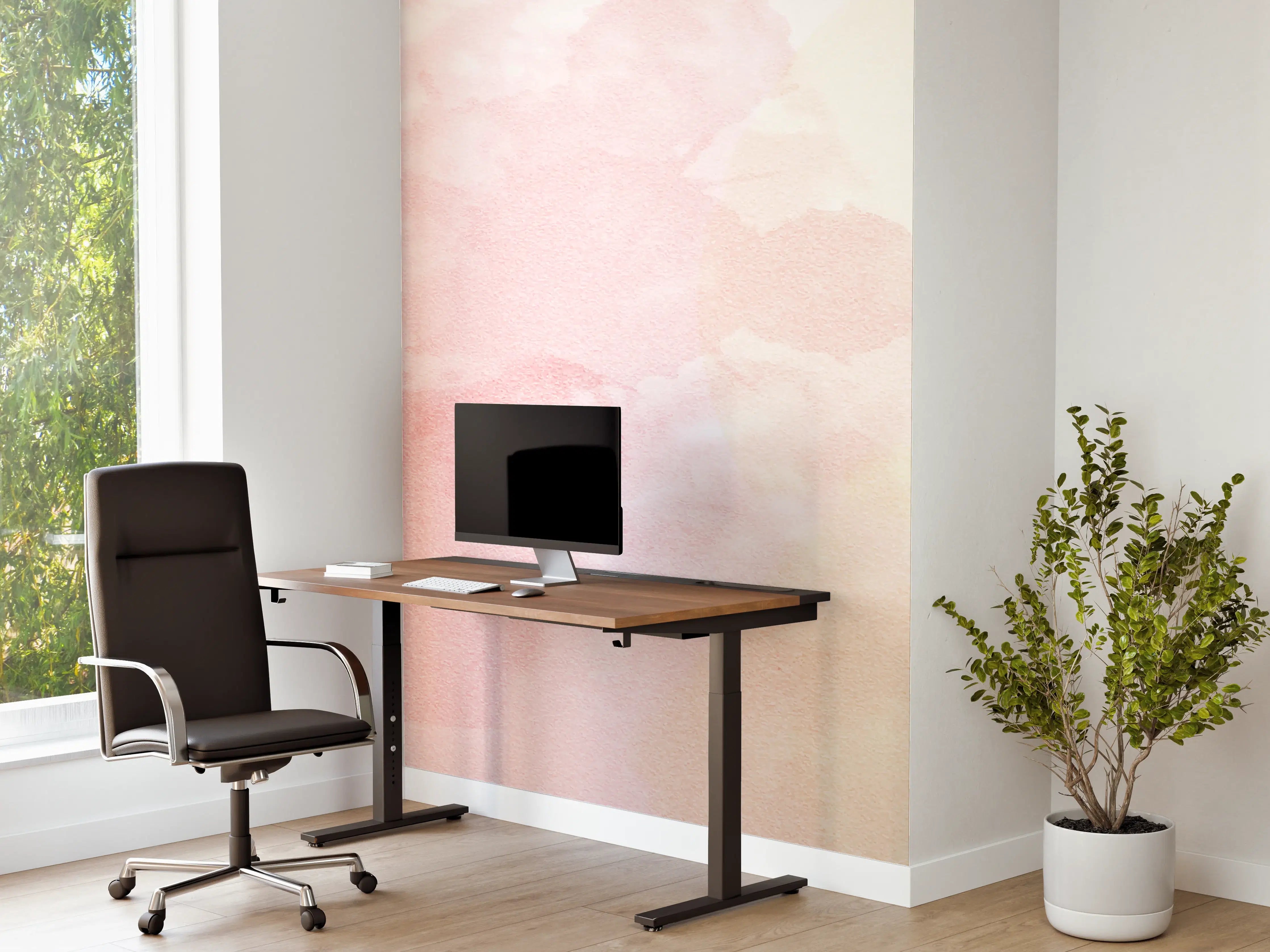 Büro Wandgestaltung - Zarte Rosé-Wasserfarb-Deko