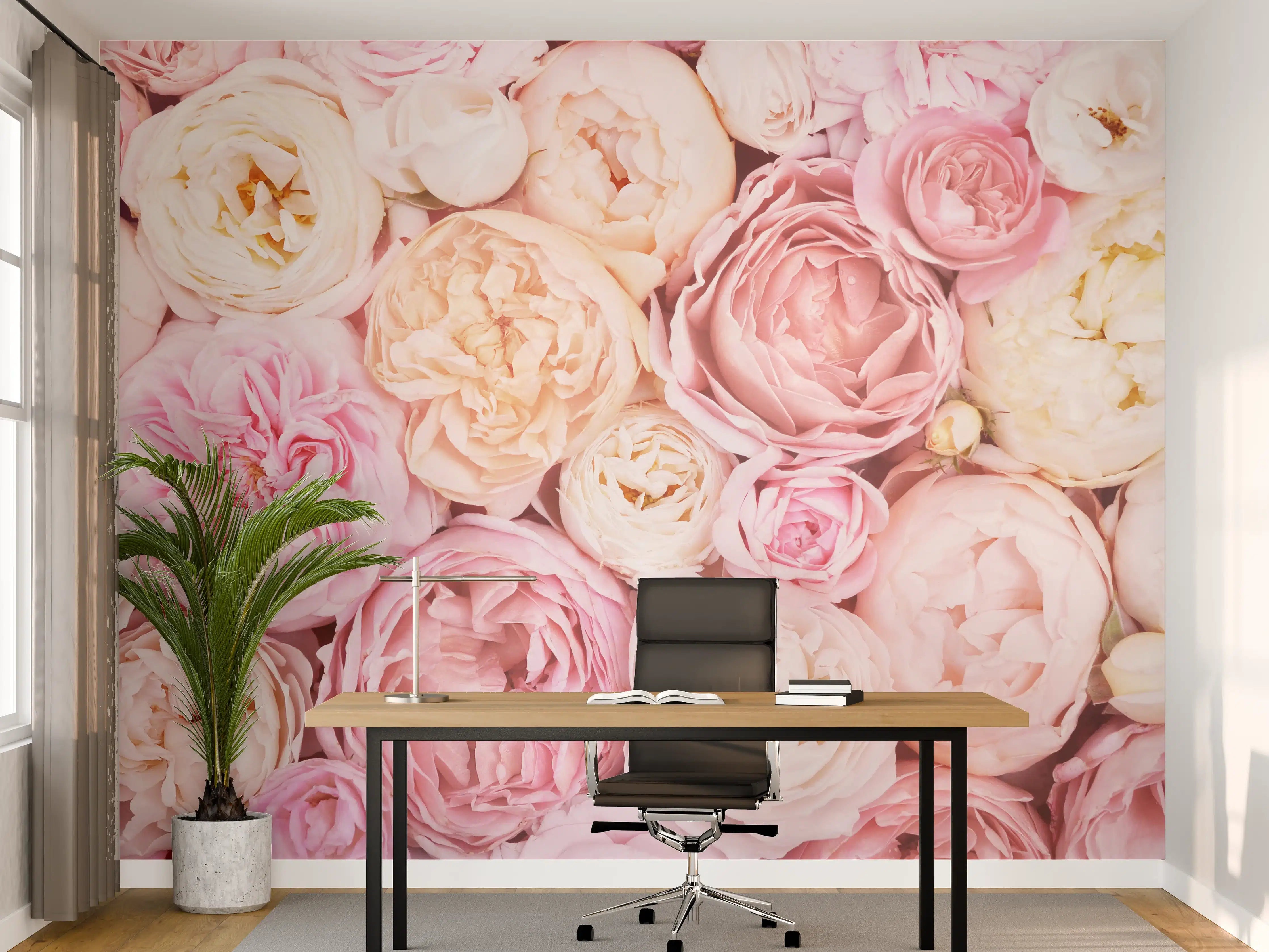 Büro Wandgestaltung - Zarte blühende Rosen