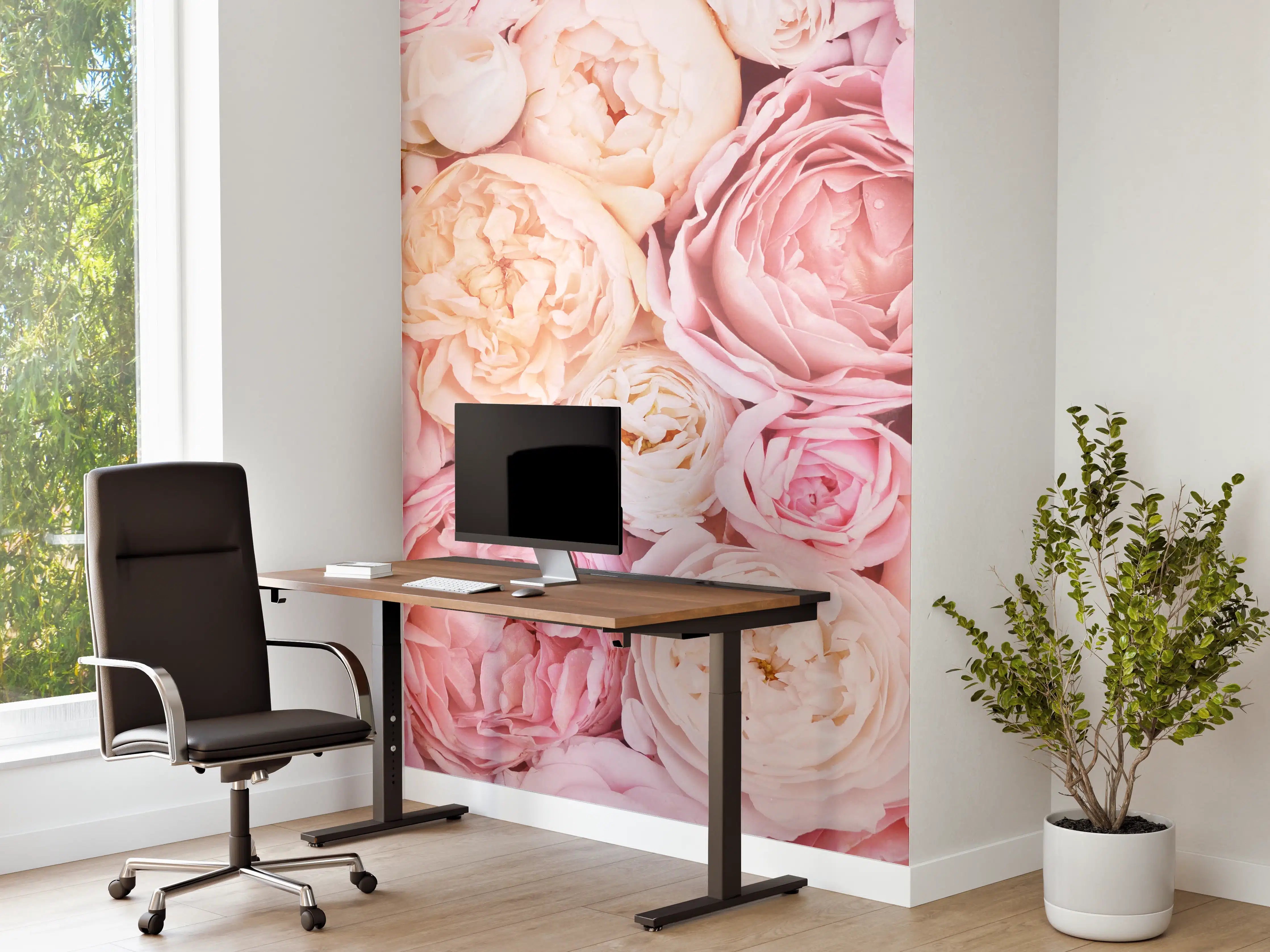 Büro Wandgestaltung - Zarte blühende Rosen