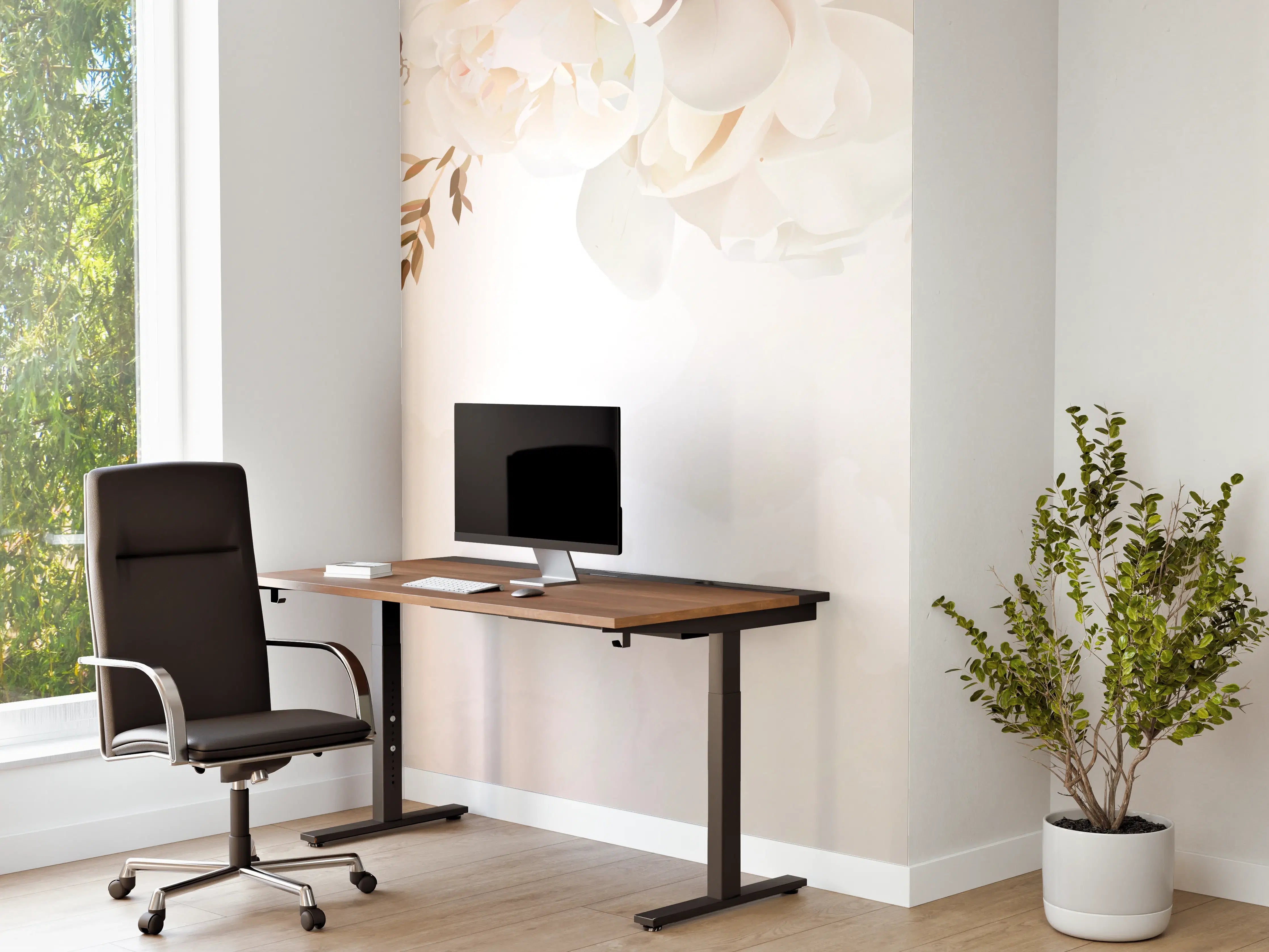 Büro Wandgestaltung - Zarte weiße Blumen und Naturdetails