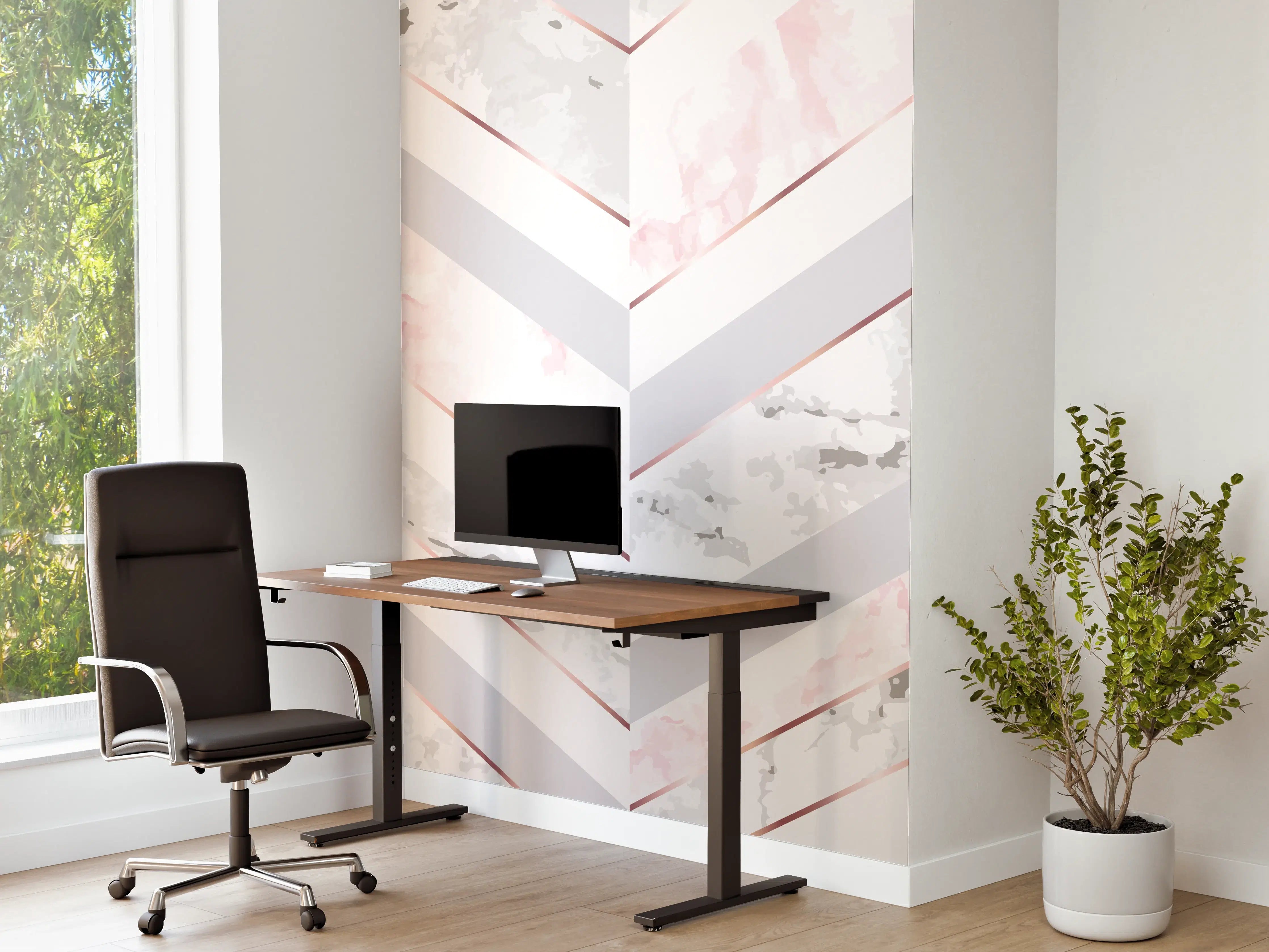 Büro Wandgestaltung - Zartes Rosa-Weiß Muster