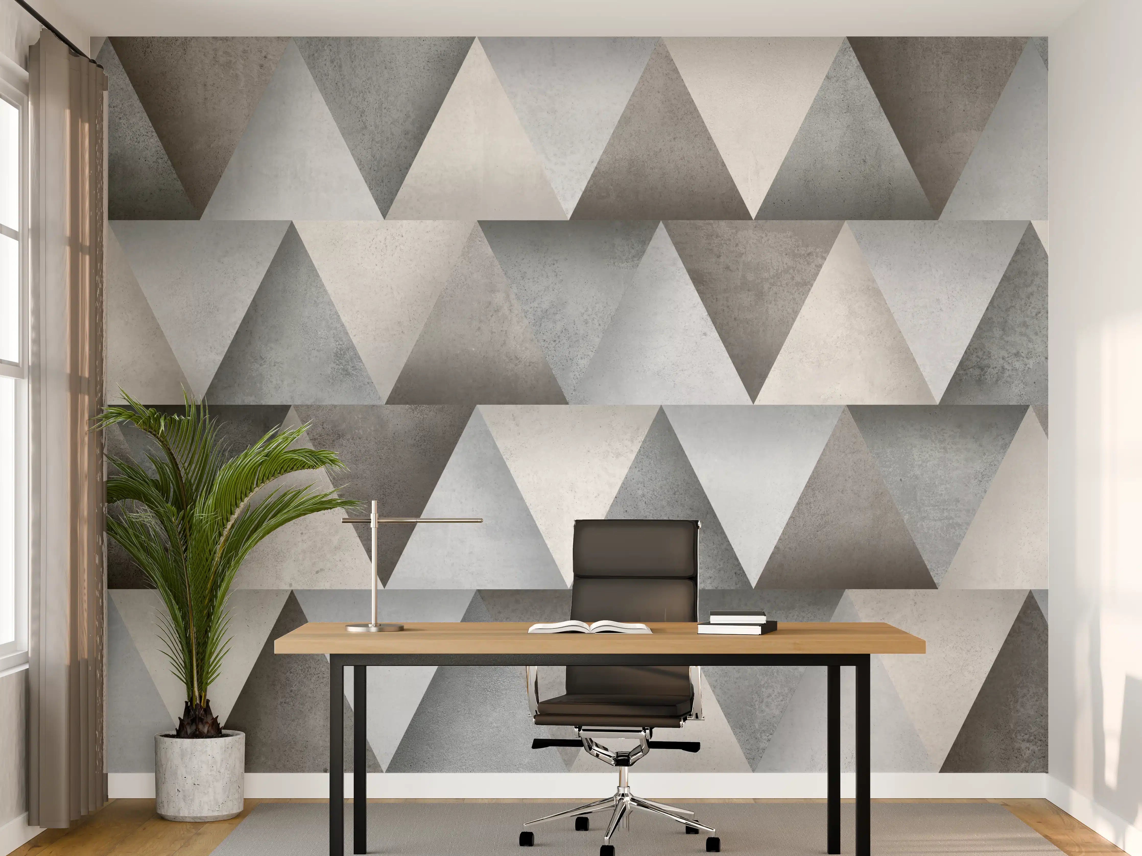 Büro Wandgestaltung - Zementstein im Dreiecks Muster