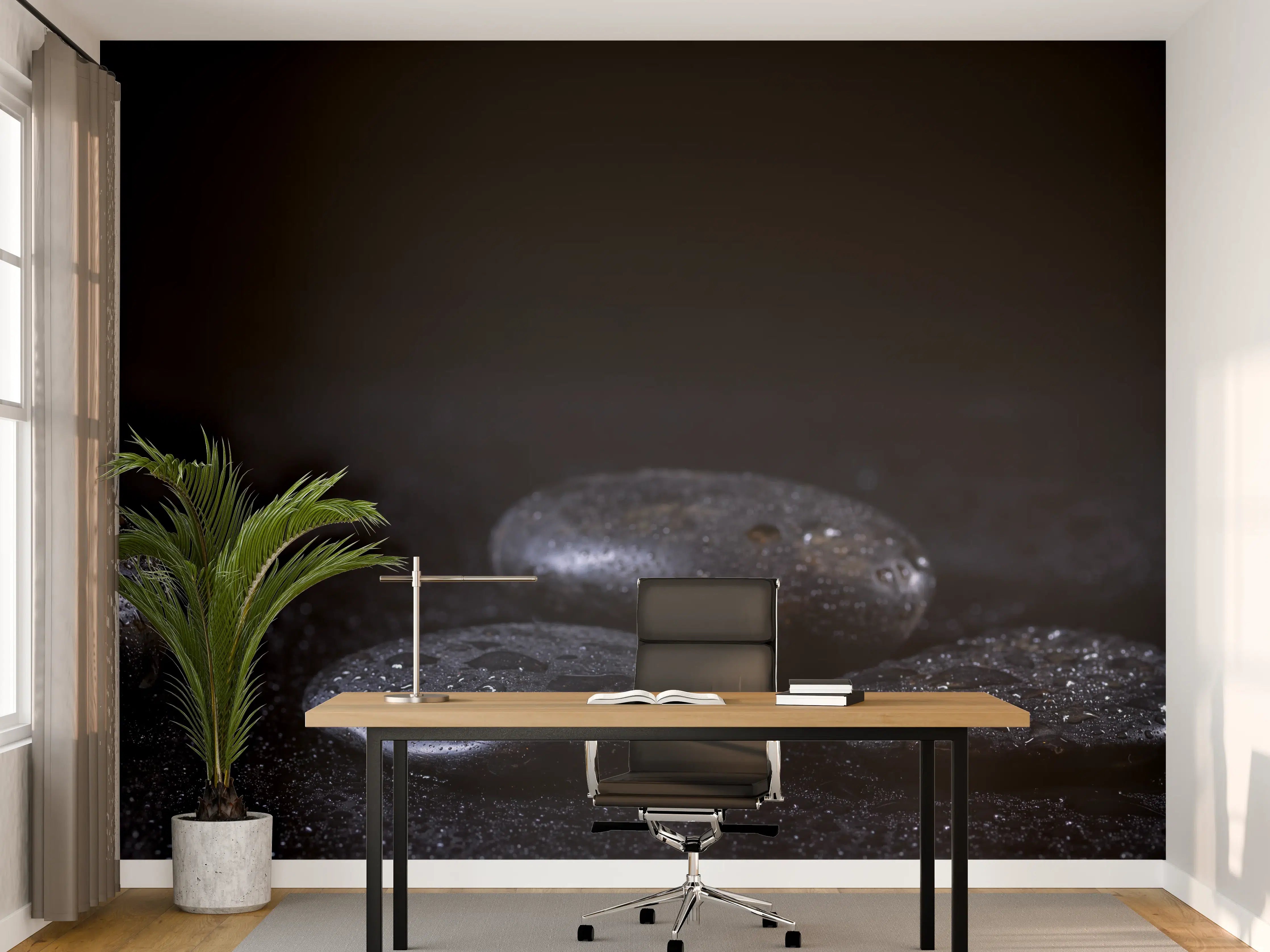 Büro Wandgestaltung - Zen - Schwarze Steine