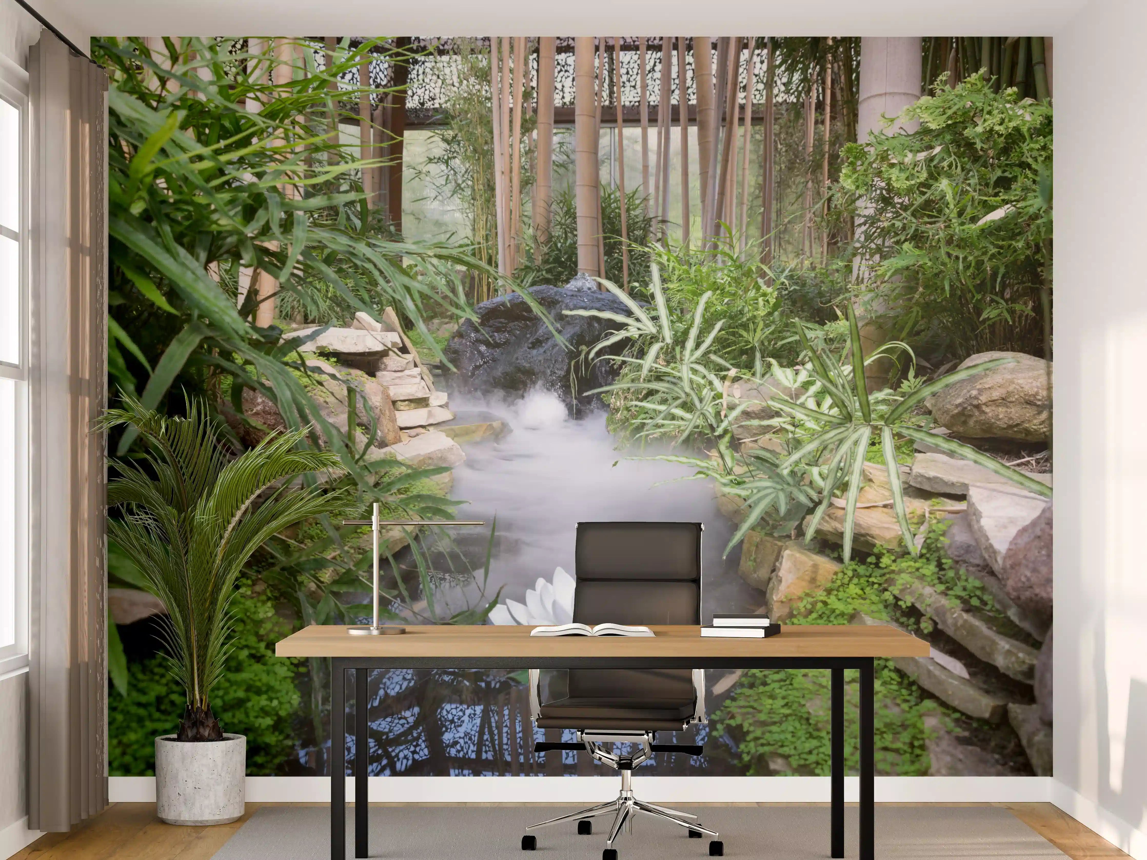 Büro Wandgestaltung - Zen-Garten mit weißer Seerose