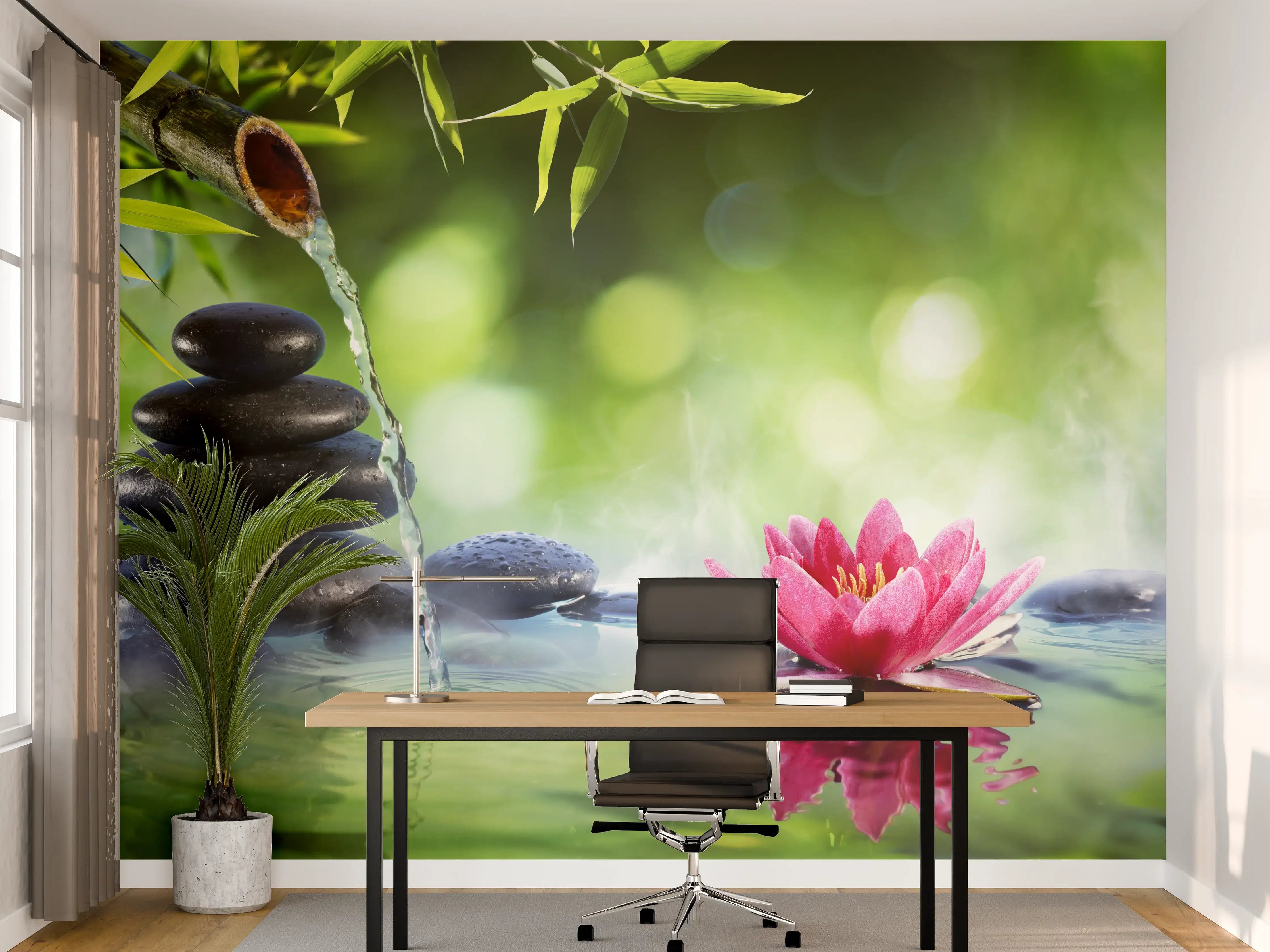 Büro Wandgestaltung - Zen-Steine mit Lotusblüte