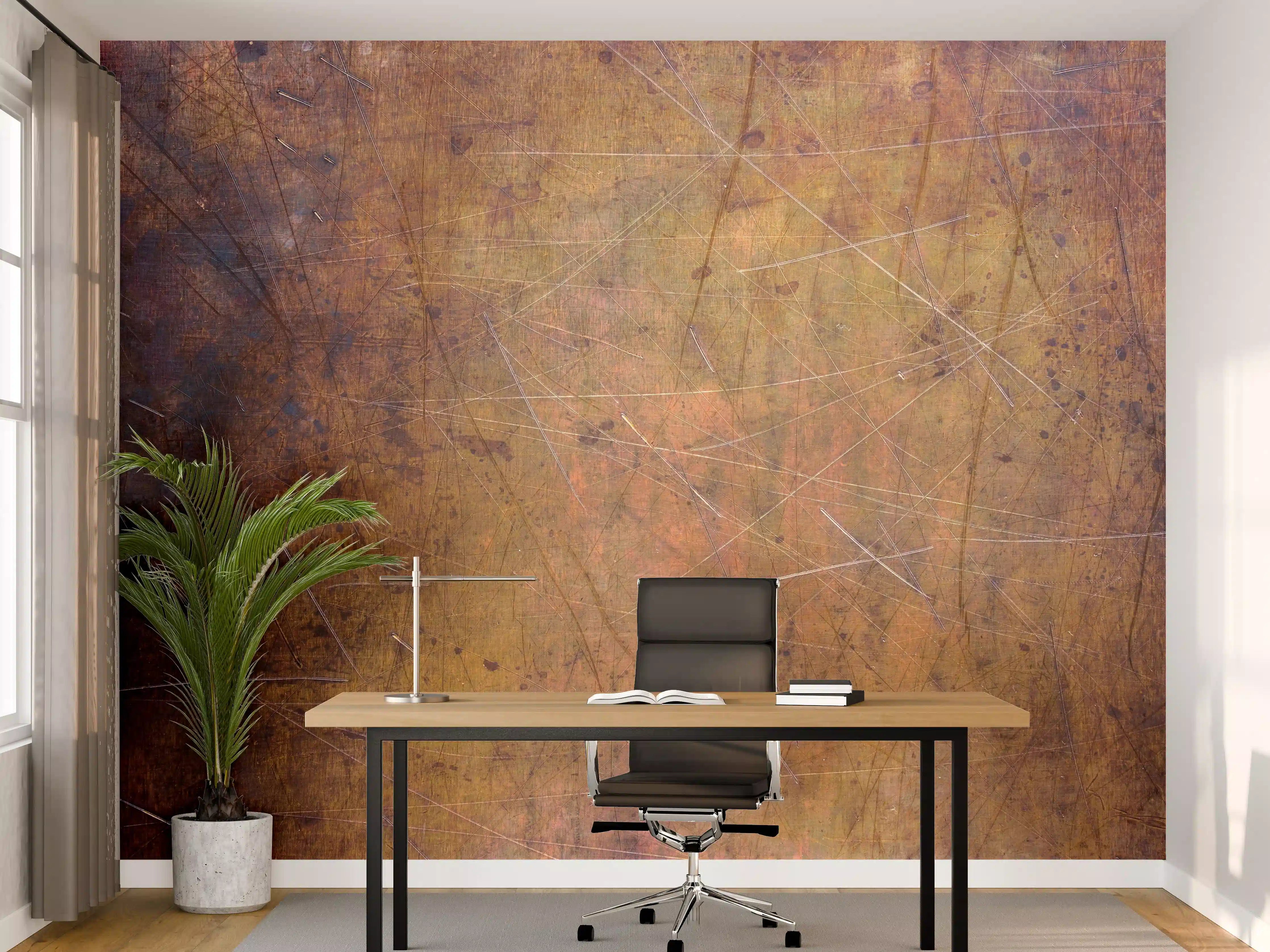 Büro Wandgestaltung - Zerkratzte Kupferplatte