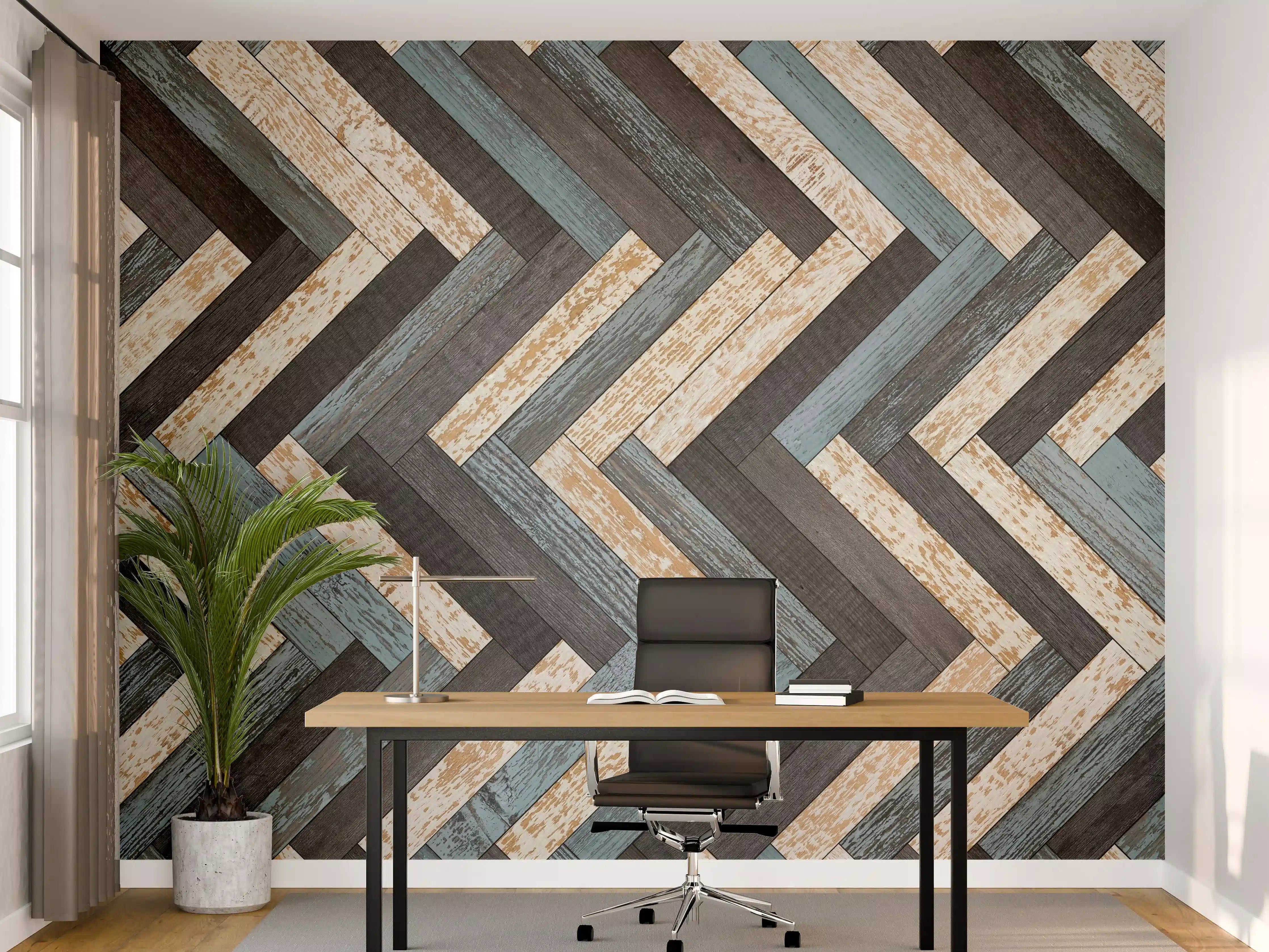 Büro Wandgestaltung - Zickzackförmige Holztextur