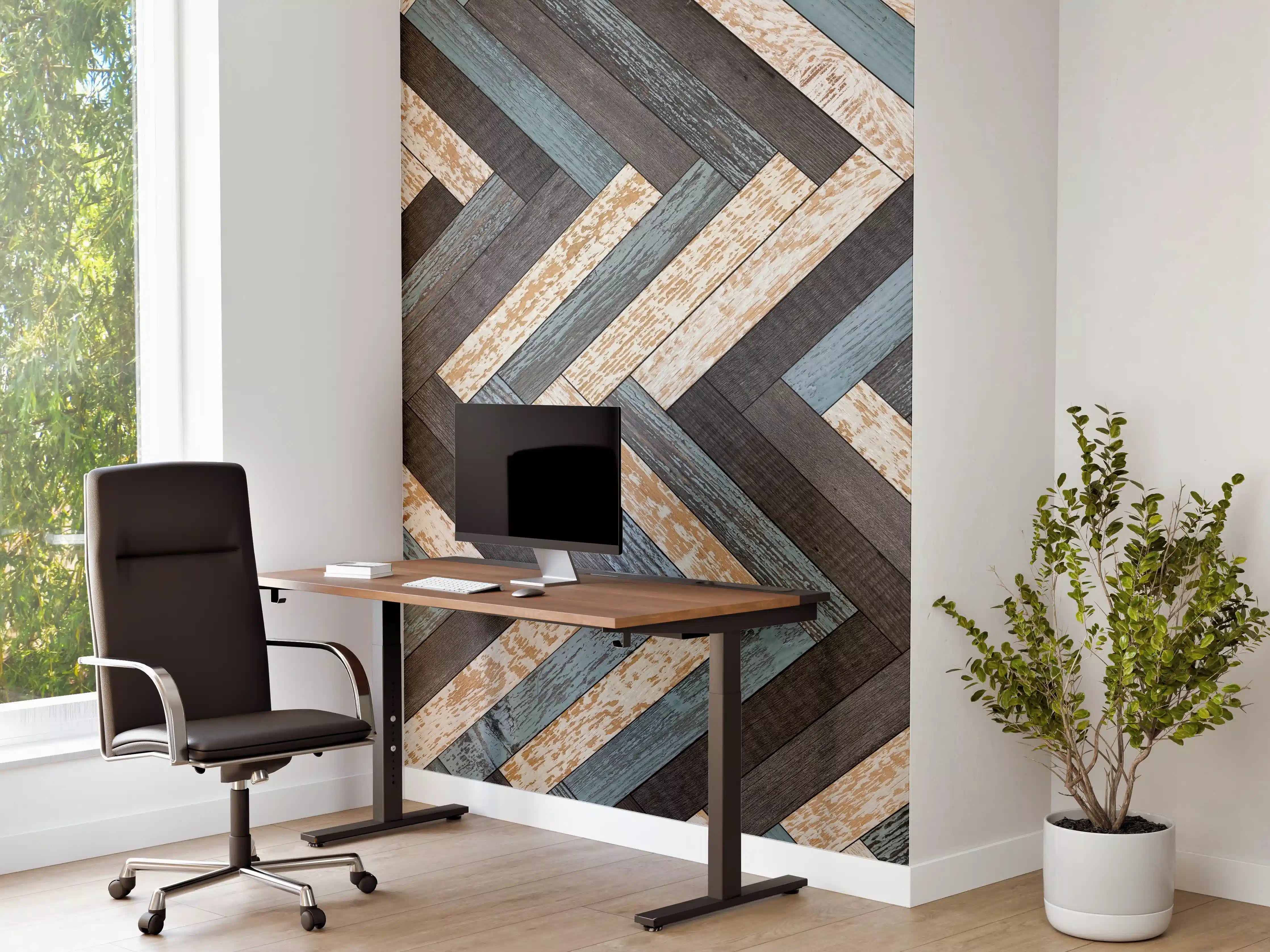 Büro Wandgestaltung - Zickzackförmige Holztextur