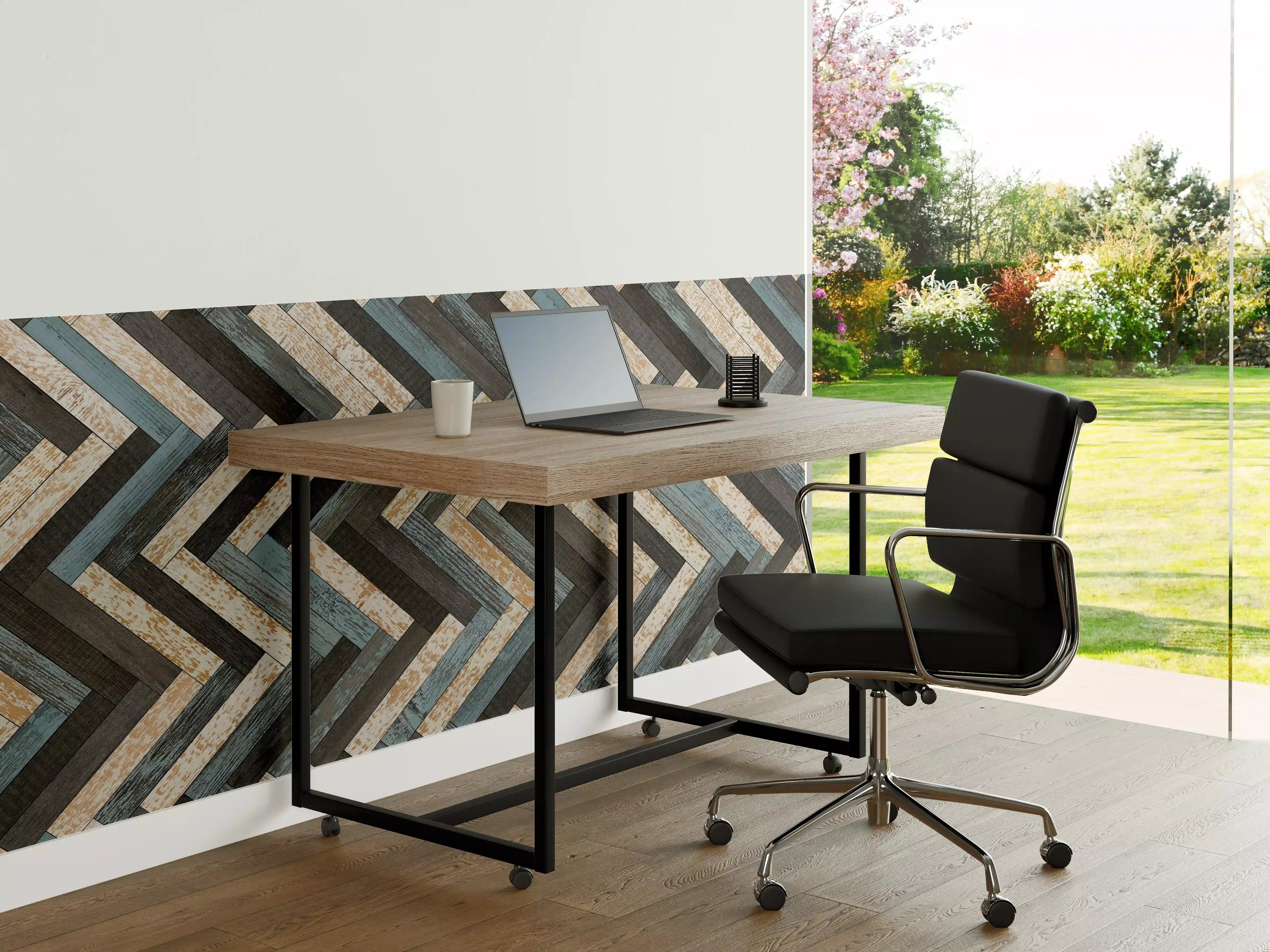 Büro Wandgestaltung - Zickzackförmige Holztextur