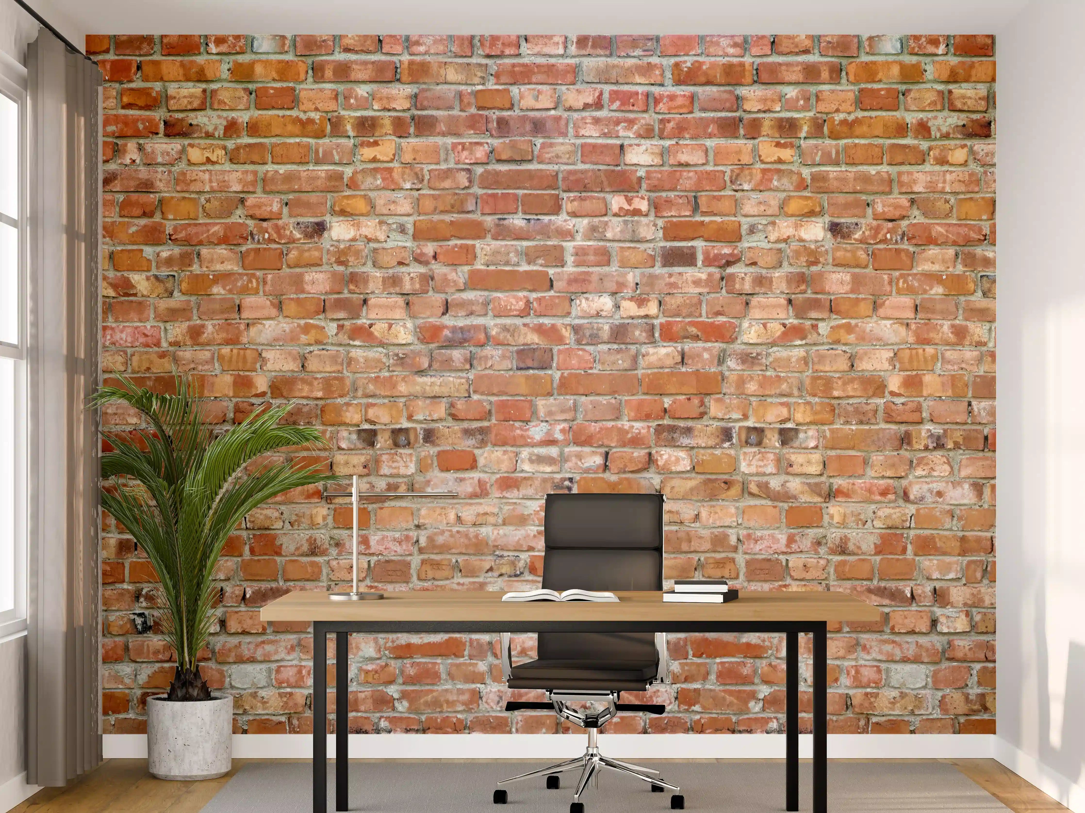 Büro Wandgestaltung - Ziegelmauer in roter Farbe