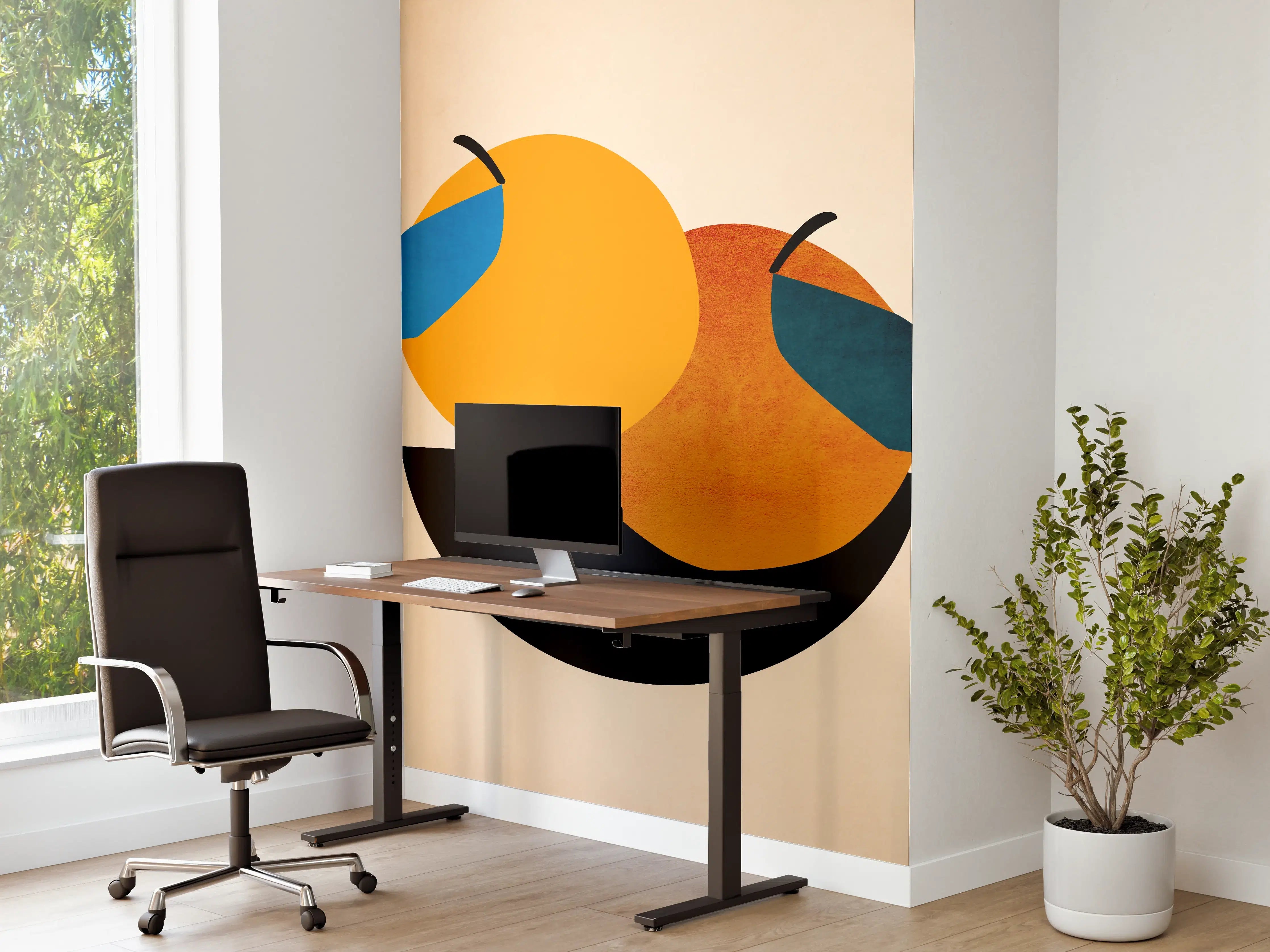 Büro Wandgestaltung - Zwei Orangen - Zeichnung