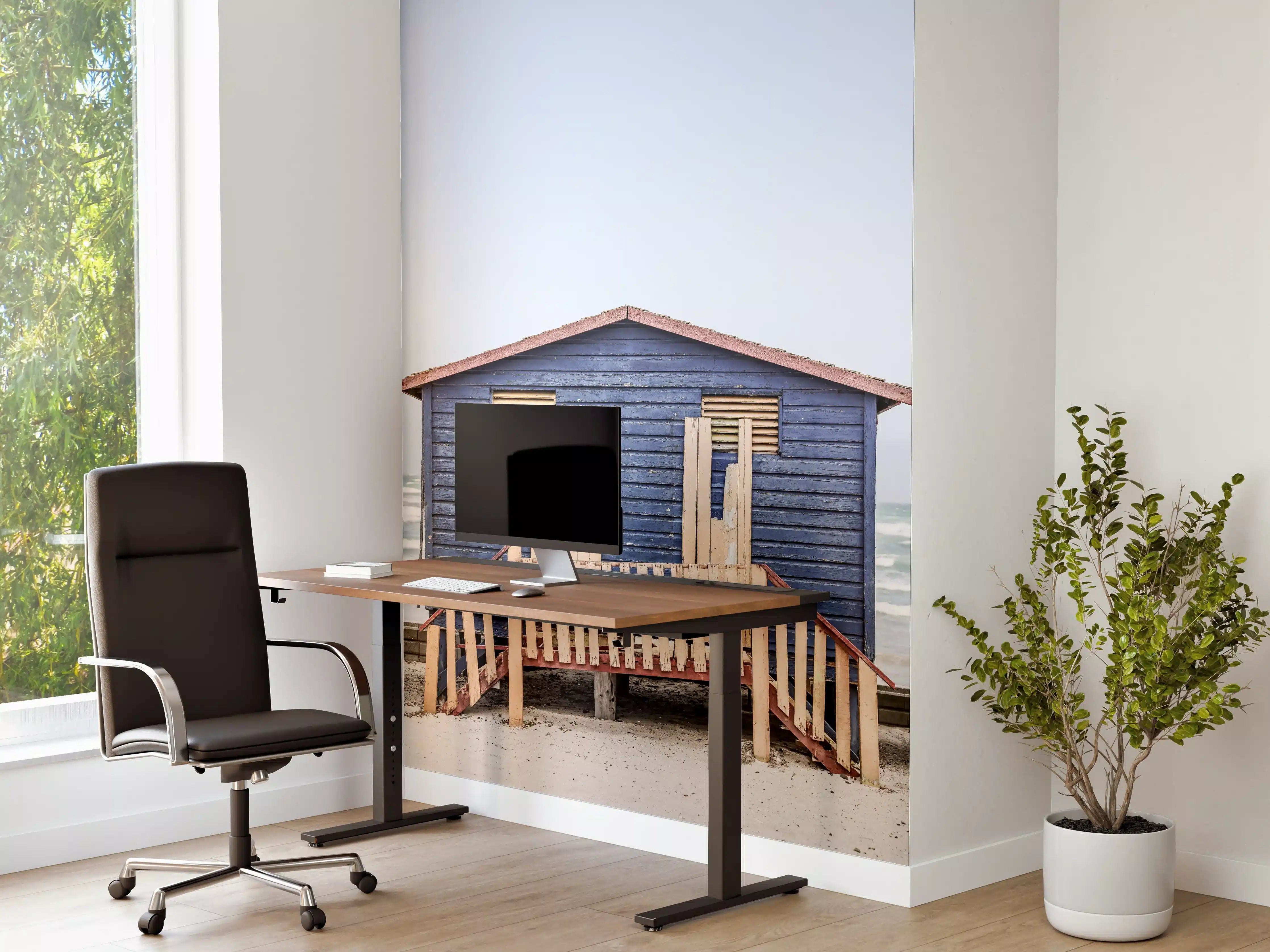 Büro Wandgestaltung - "Edle Grau-Weiß Marmorstruktur Wandbild - Modernes Deko Gemälde"