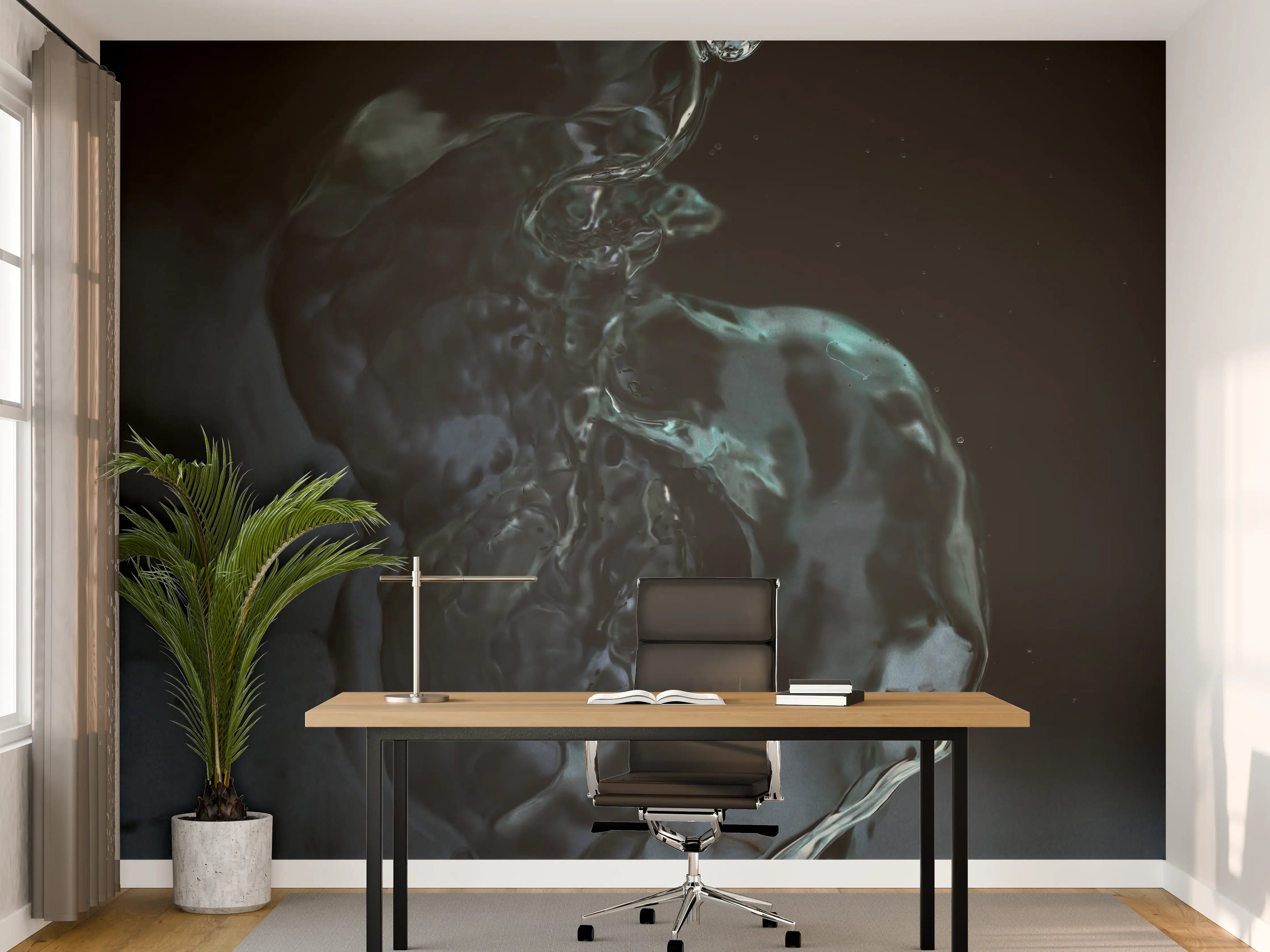 Büro Wandgestaltung - "Edler grauer Damenmantel aus Kaschmir - Winterkollektion 2022"