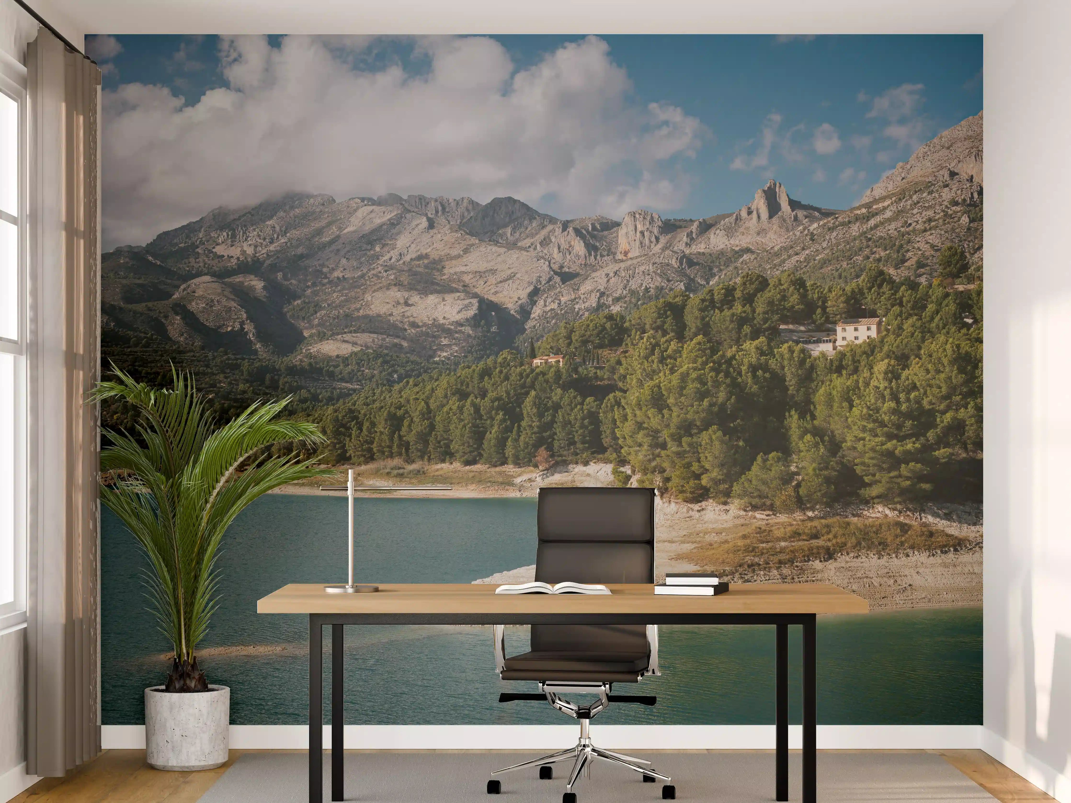 Büro Wandgestaltung - "Moderne Blumenmuster Leinwandbild, Schwarz-Weiß, 60x90 cm"