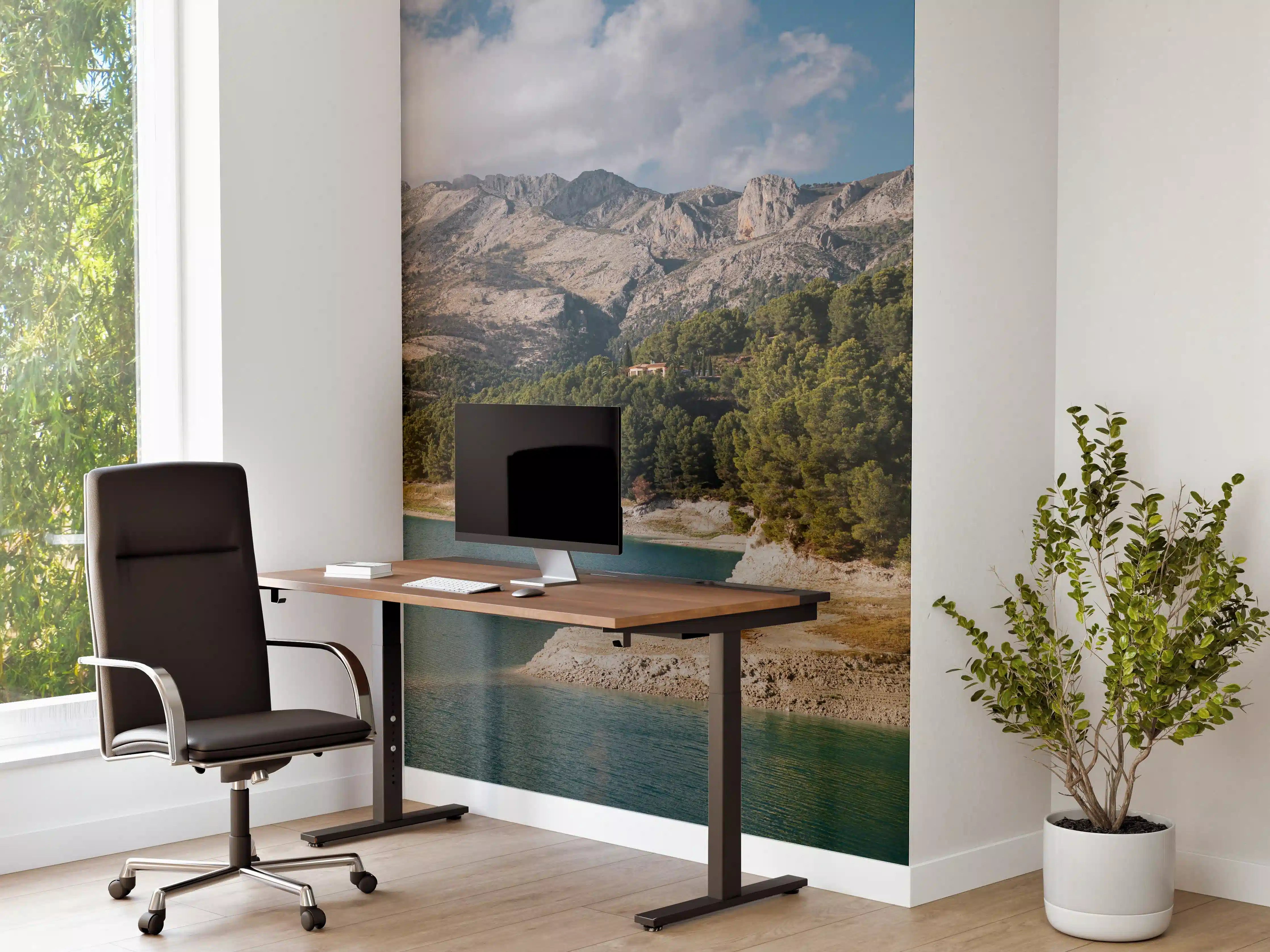 Büro Wandgestaltung - "Moderne Blumenmuster Leinwandbild, Schwarz-Weiß, 60x90 cm"