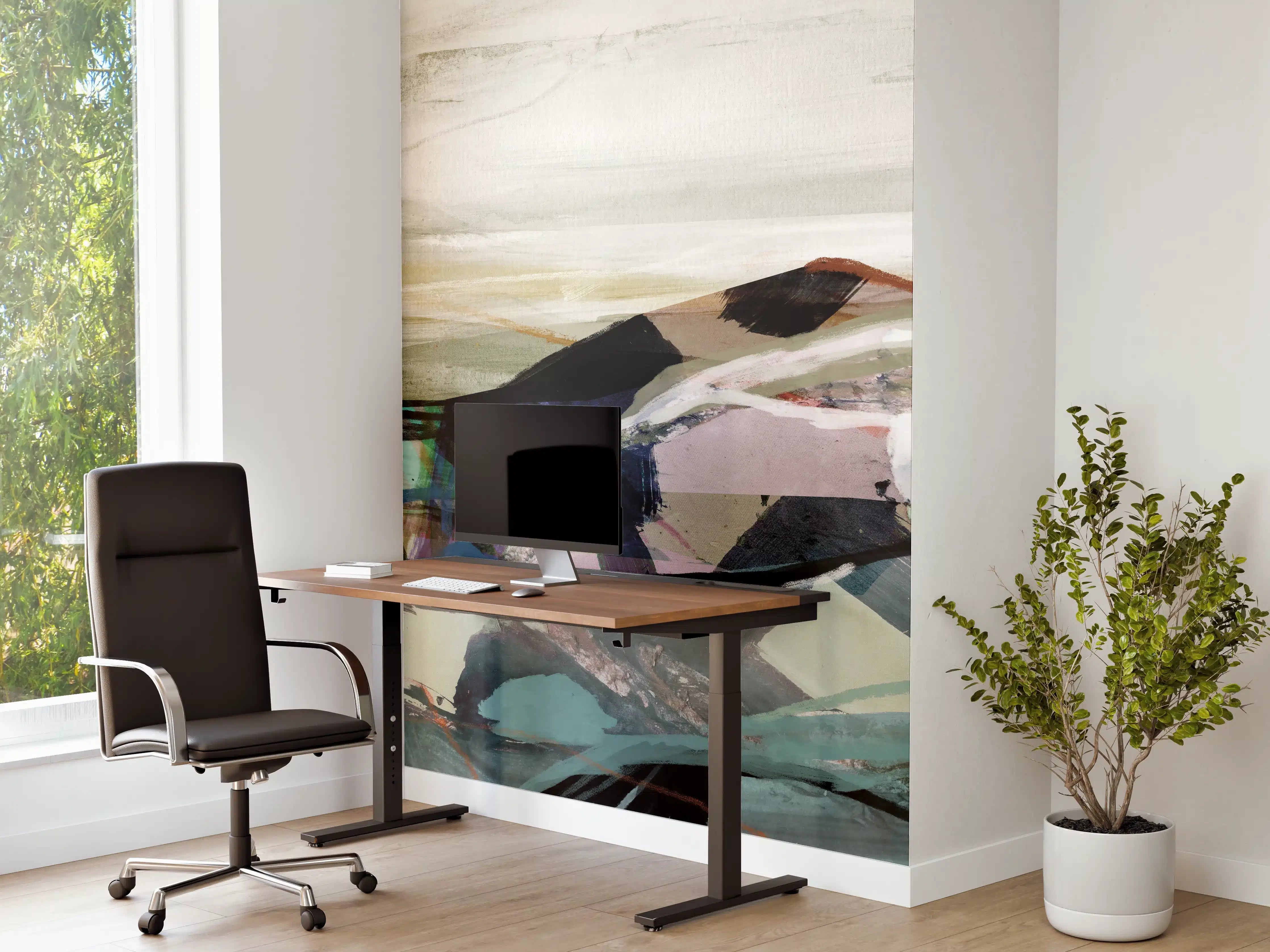 Büro Wandgestaltung - "Moderne Weiß-Grau Tischlampe aus Keramik - Skandinavisches Design"