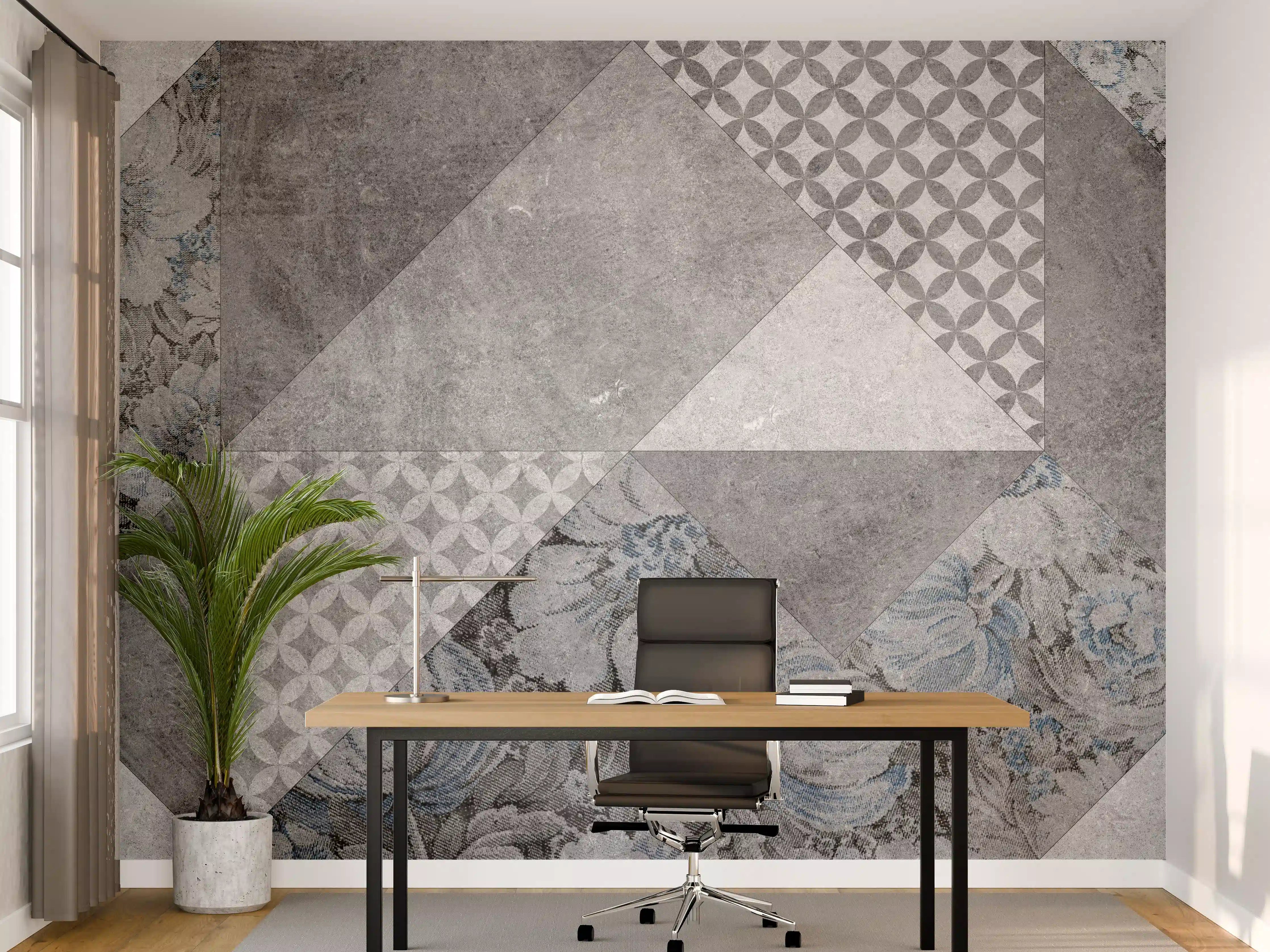 Büro Wandgestaltung - abstrakte Blumen und Marmor Textur