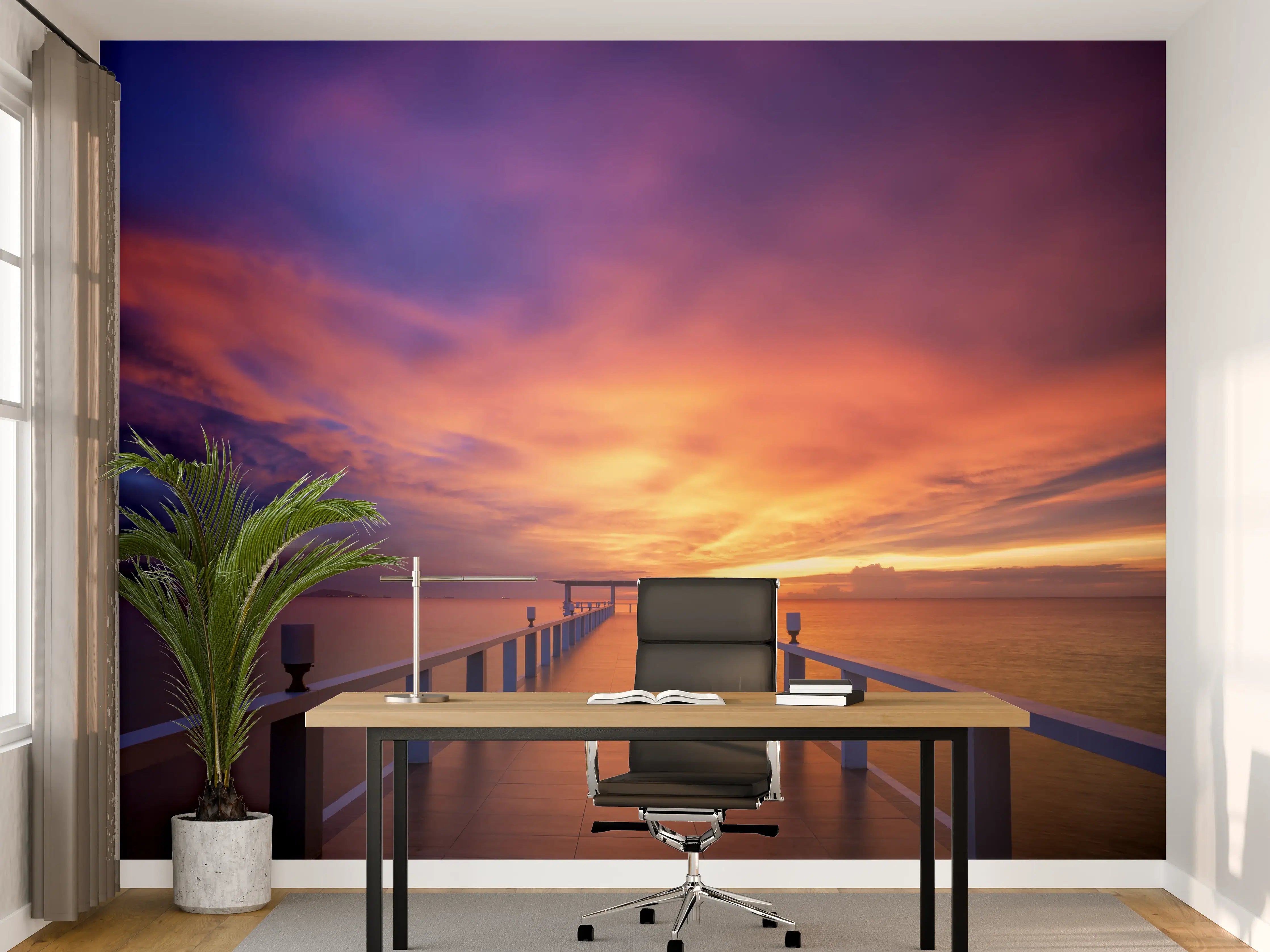 Büro Wandgestaltung - bezaubernde Holzbrücke in Chon Buri