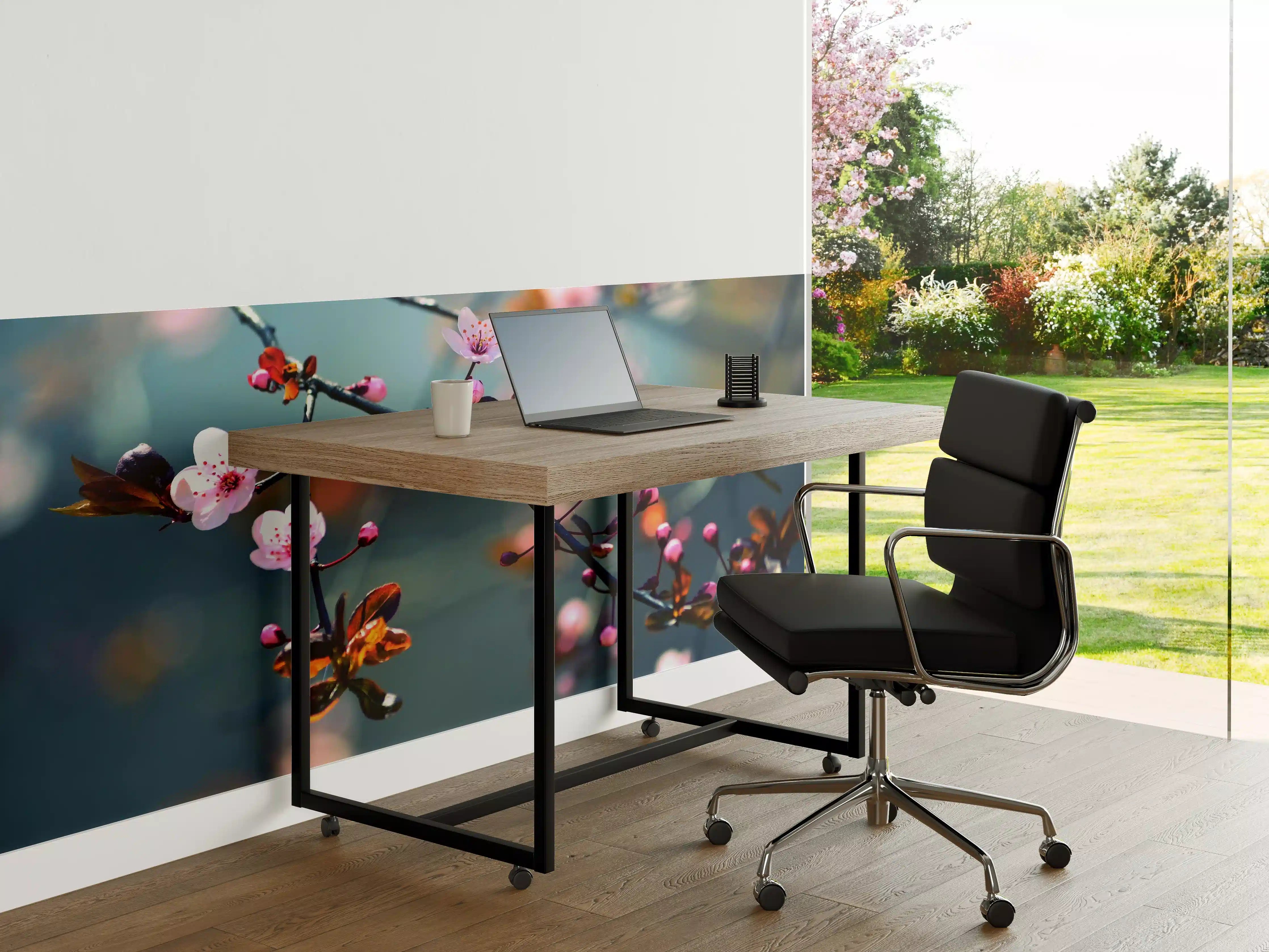 Büro Wandgestaltung - blühender japanischer Kirchblütenbaum