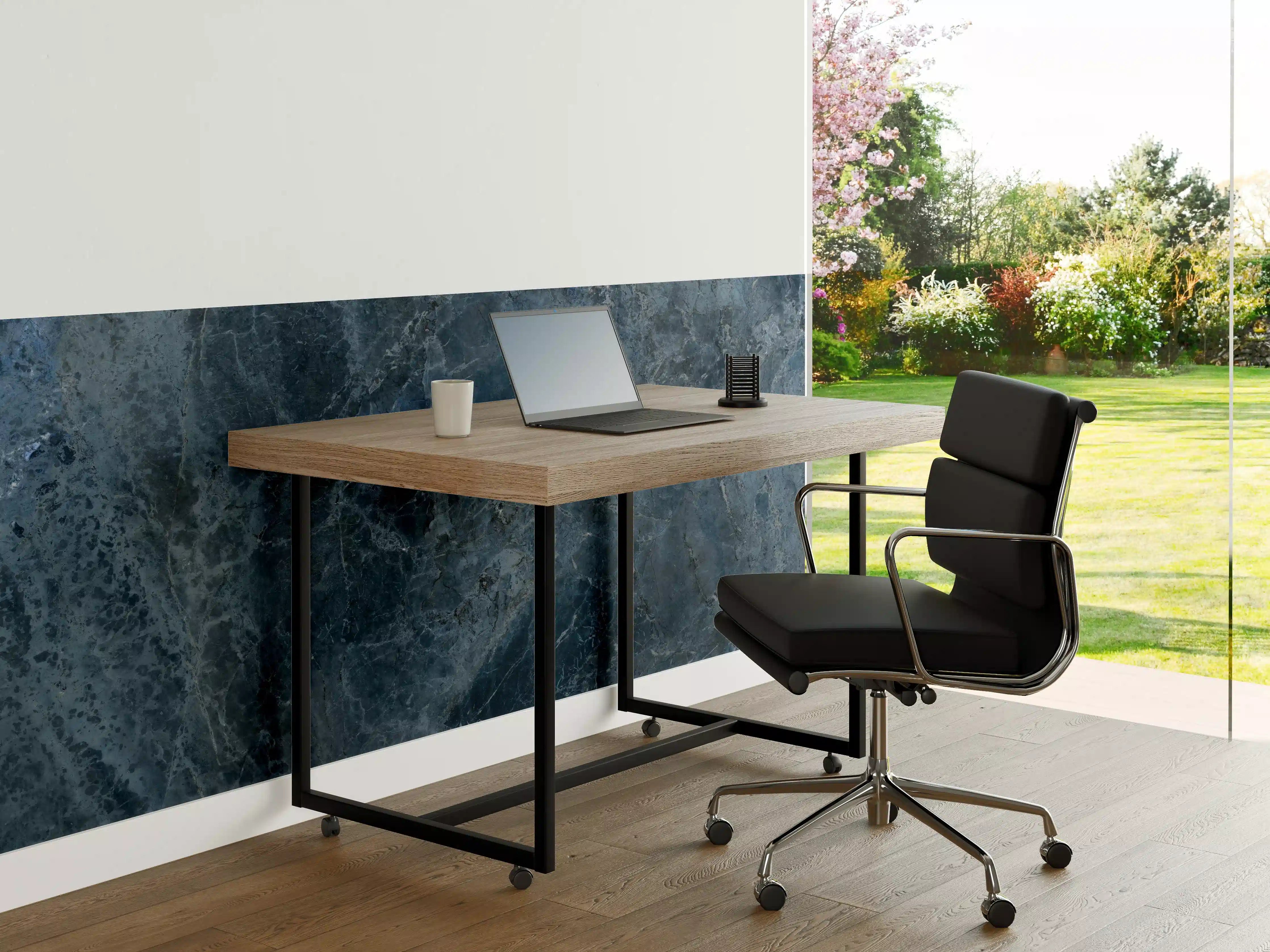 Büro Wandgestaltung - dunkelblaue Marmor Steinstruktur